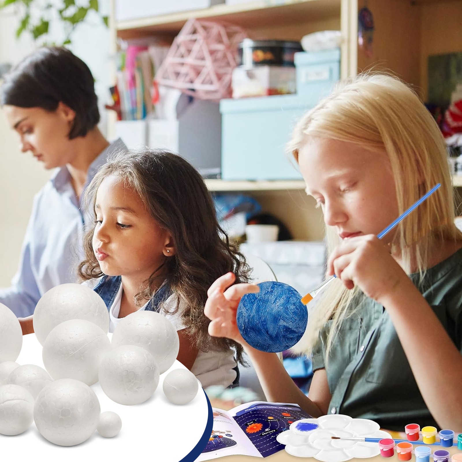 Solar System Project Kit, PlanetModel Crafts 14 Mixed Sized Polystyrene2802