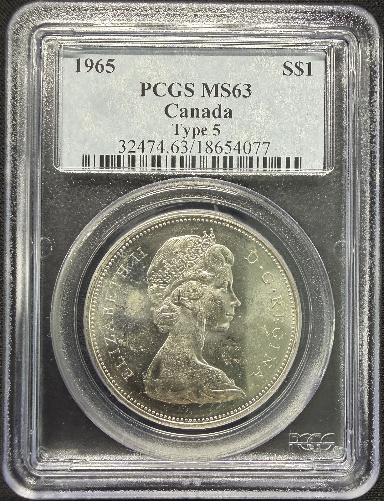 Canada - 1965 Type 5  Silver Dollar - PCGS MS63 - LUSTROUS & CHOICE SURFACES!