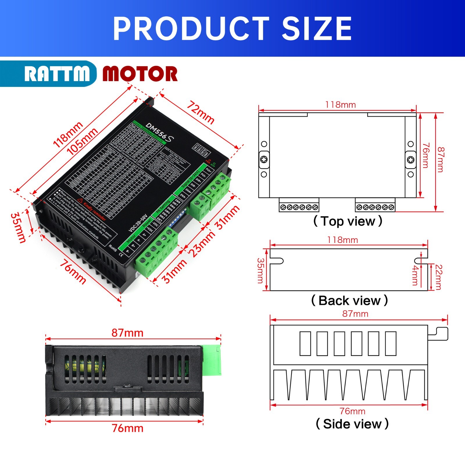 US SHIP】3pcs DM556S Stepper Motor Driver 6A Digital Stepper Controller 20-50VDC