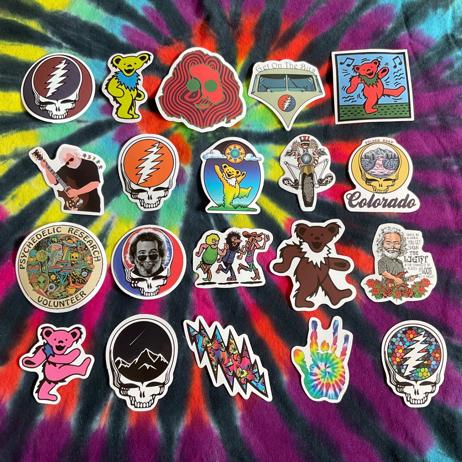 Stickers Grateful Dead 20 Pieces Dancing Bear Jerry Hippie Band Decal Car #AC