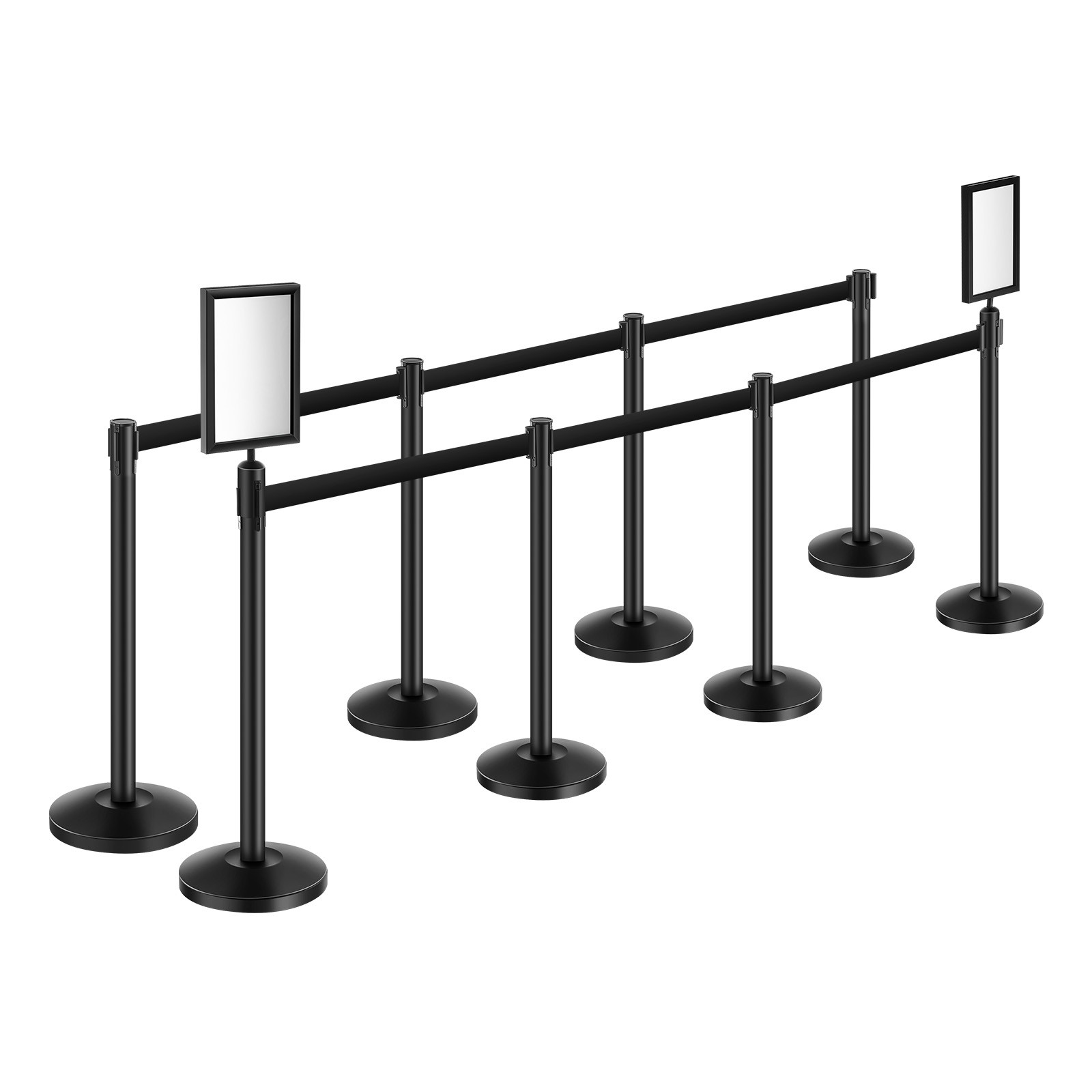 Uimoso 8 Pcs Stanchion Post with 4 Retractable Belts &2 Sign Holders Hollow Base