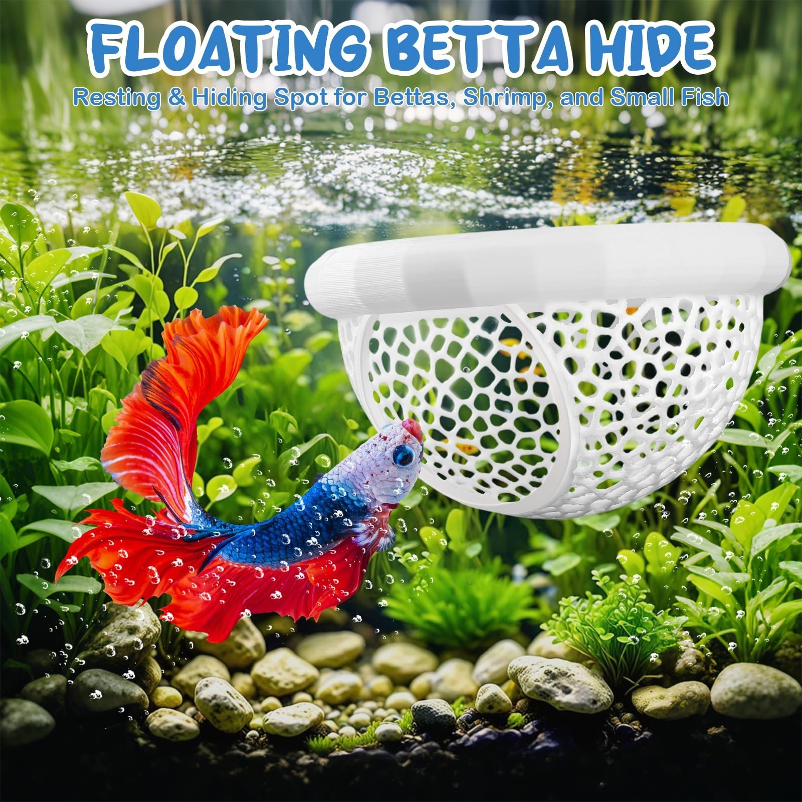 2 Sizes Floating Betta Fish Hide and Shrimp Cave – 3D Printed Aquarium Ham