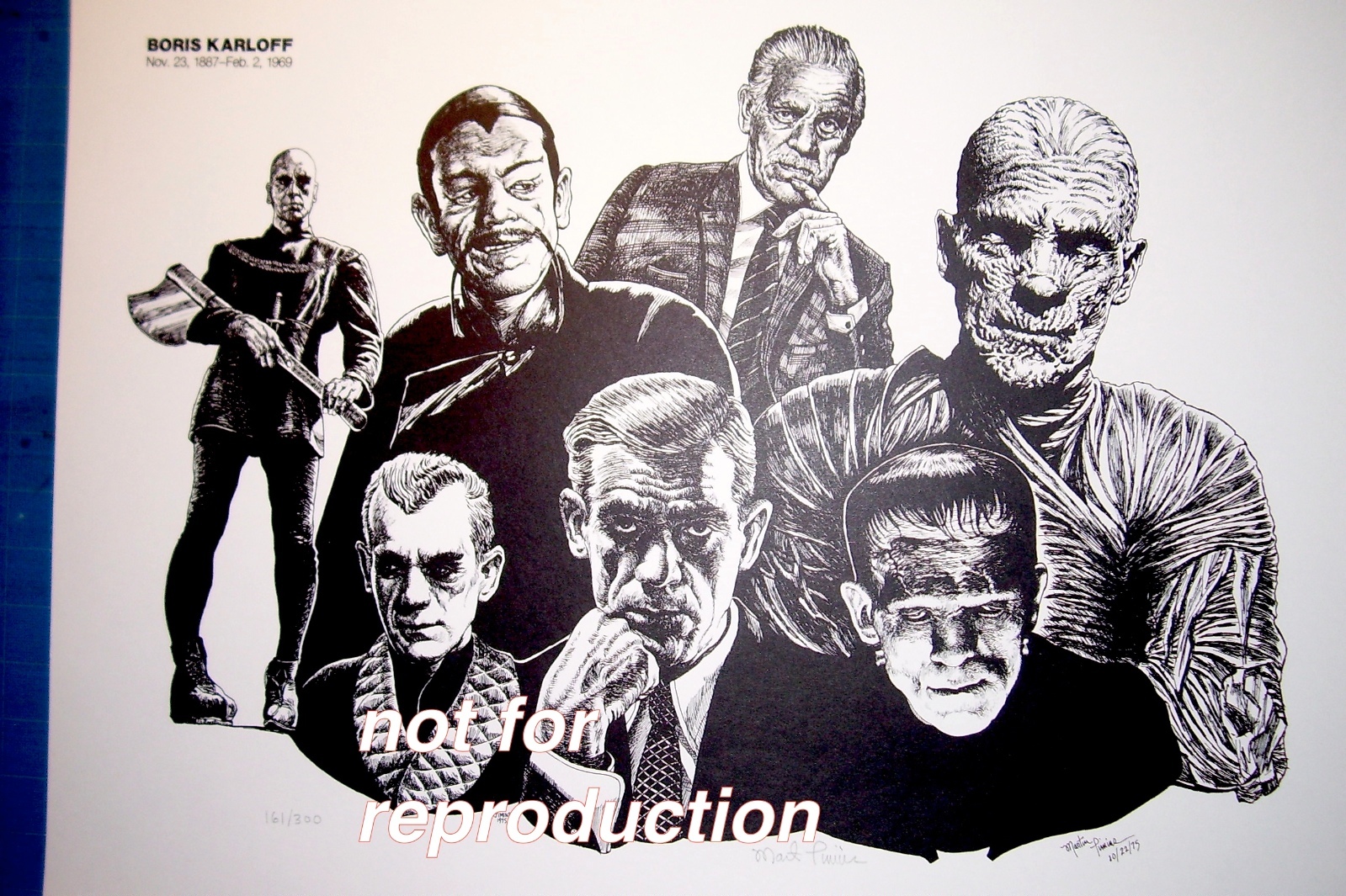 Boris Karloff artwork, original signed and numbered print by Martin Timins