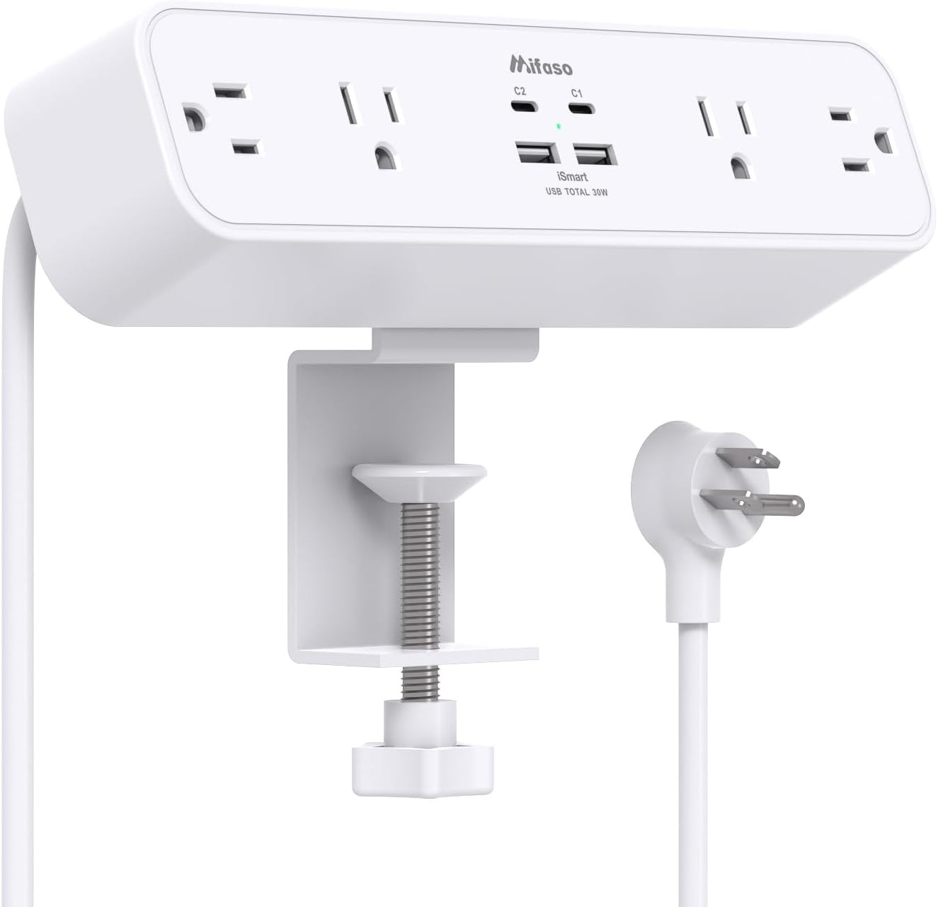 Desk Clamp Power Strip Accessories 8 in 1 Surge Protector 4 Outlets 4 USB 30W PD