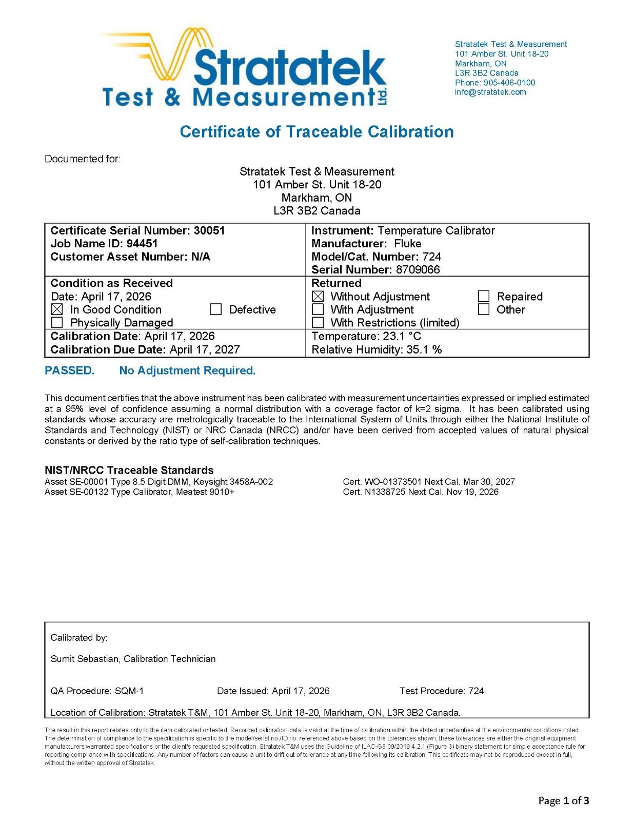 Fluke 724 Process and Temperature Calibrator NIST Calibrated with Data