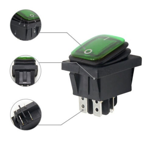 Red Button Illuminated Rectangular Rocker Switch for Waterproof Application
