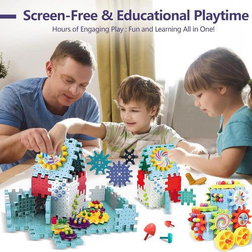 Gear Toys Interlocking Building Blocks, 150 Piece Educational Engineering...