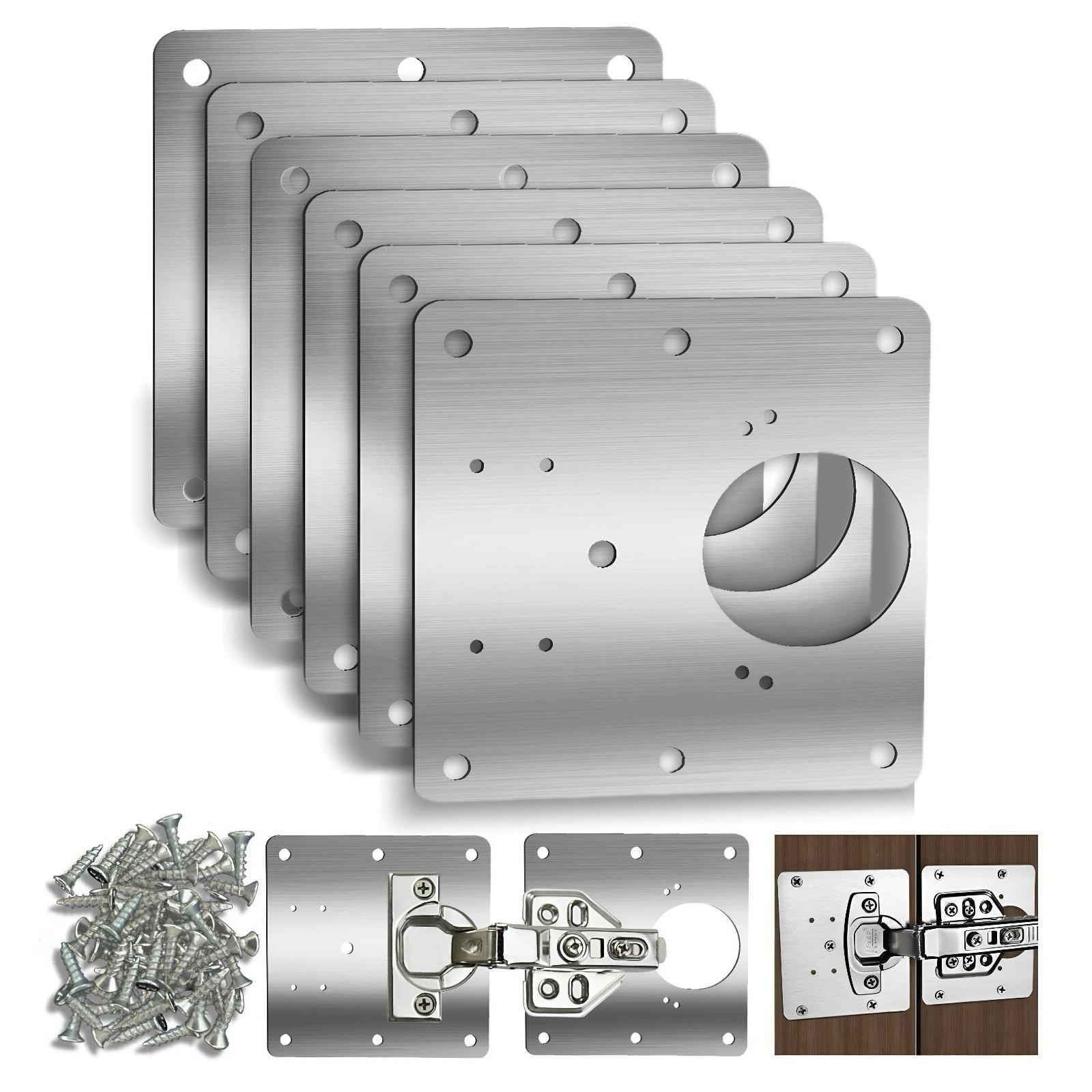 6 Pack Cabinet Door Hinge Repair Plates, Metal Cabinet Hinge Repair Replaceme...