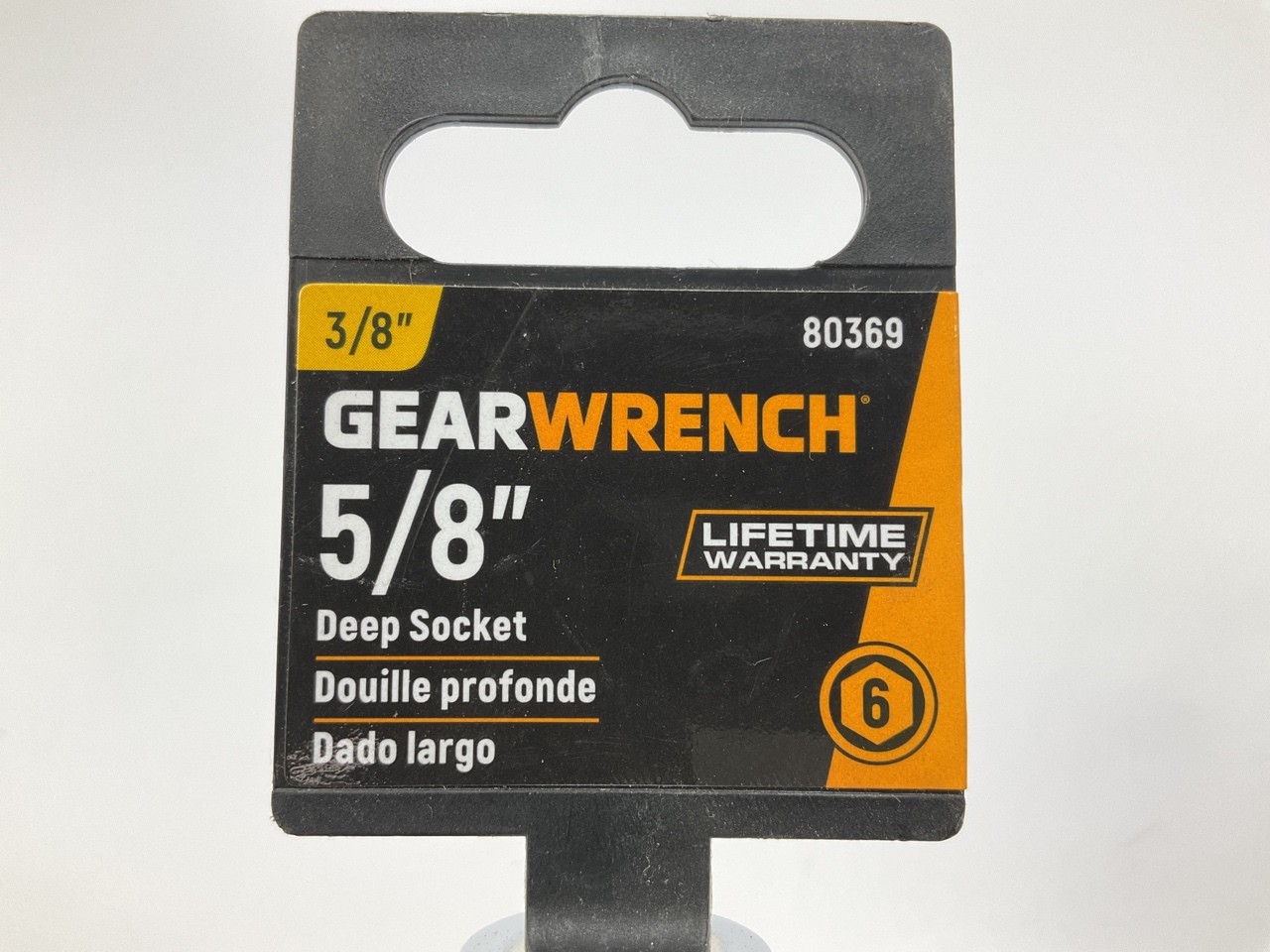 Gearwrench 80369 3/8" Drive 5/8" Deep Socket, SAE 6-point