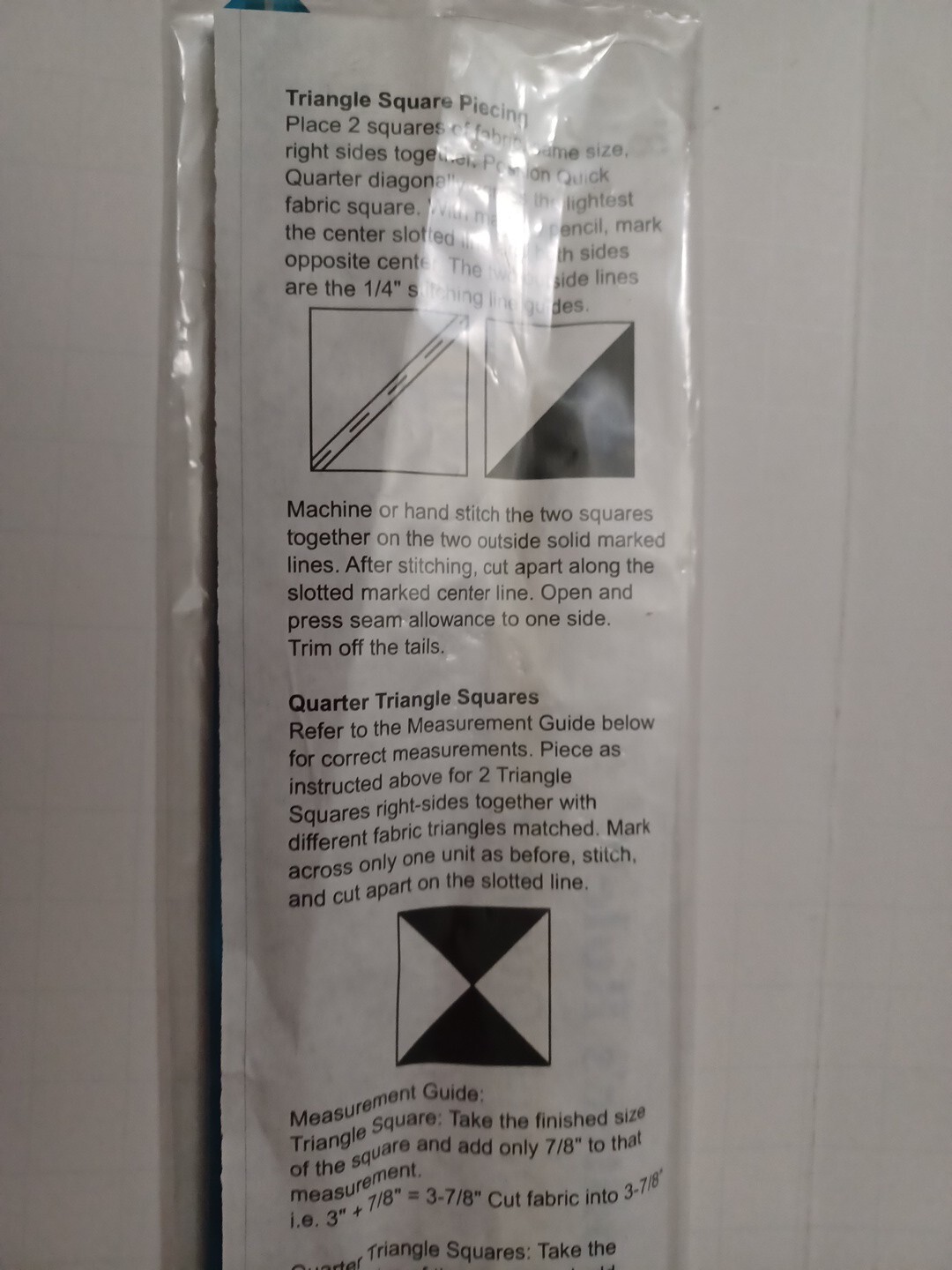 Quick Quarter 8" Quilter's Rule Quick Triangle Square Piecing Sewing Quilting