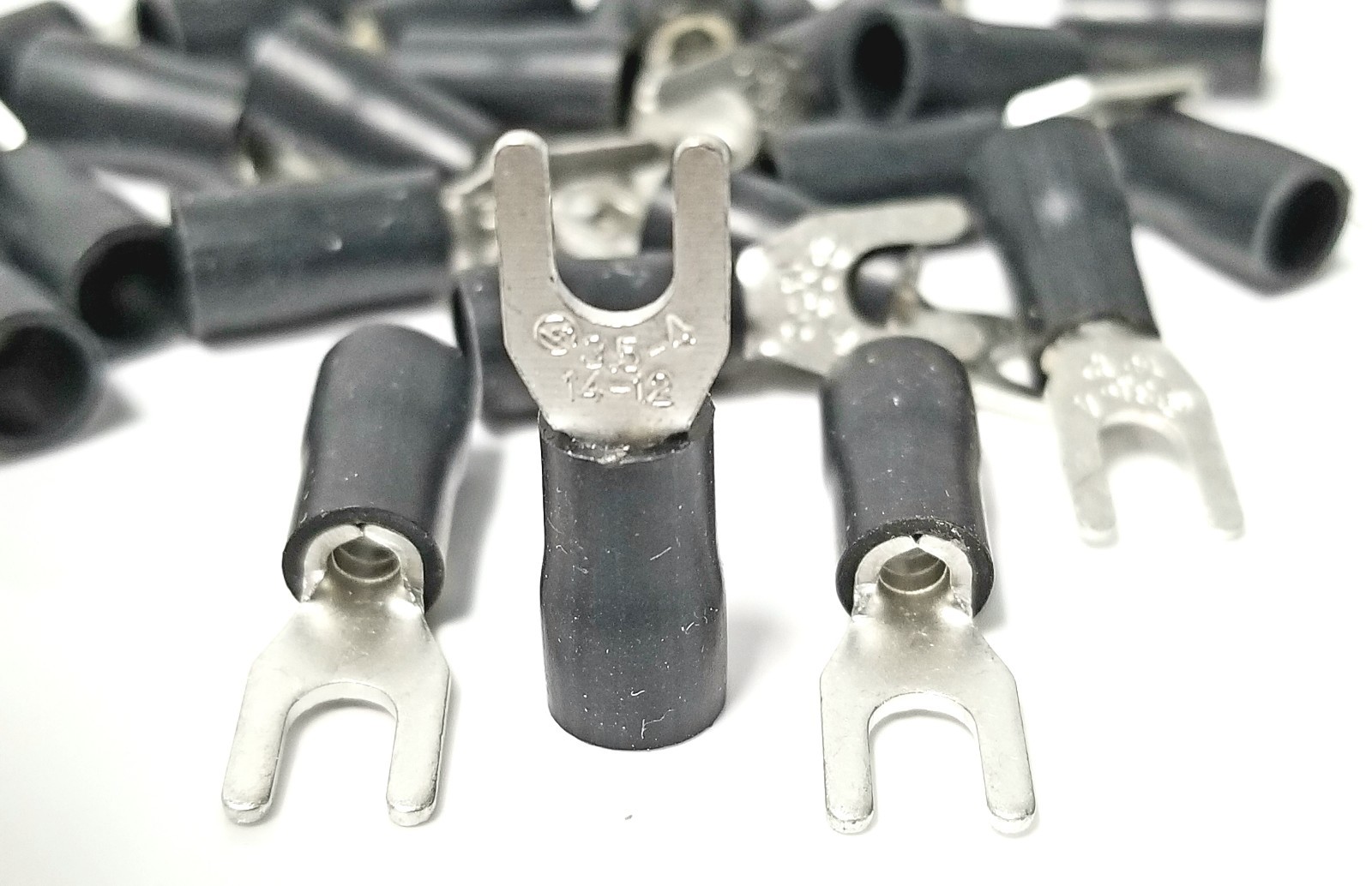 100pcs BLACK FORK SPADE TERMINAL 14-12GA #8 VINYL INSULATED CRIMP WIRE CONNECTOR