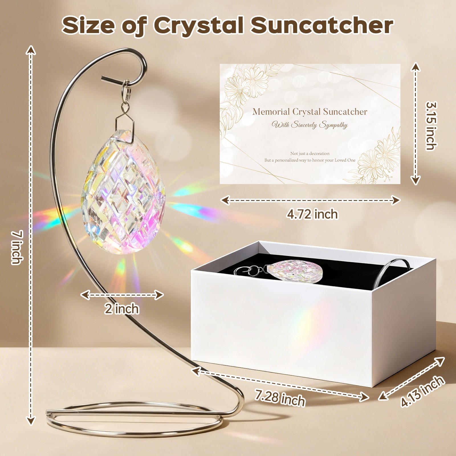 Sun Capture Light Drop Shape Vertical Crystal Glass Light Capture Device Gift