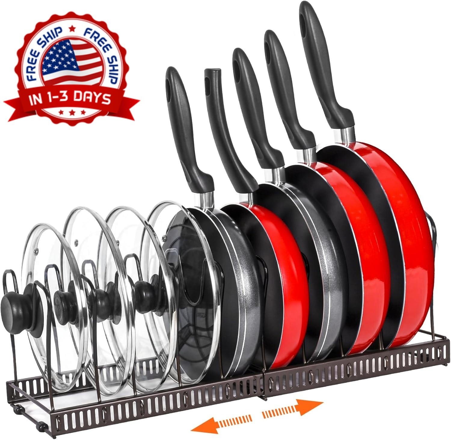 Organizador ollas sartenes expandible 10 compartimentos cocina armario, Nuevo