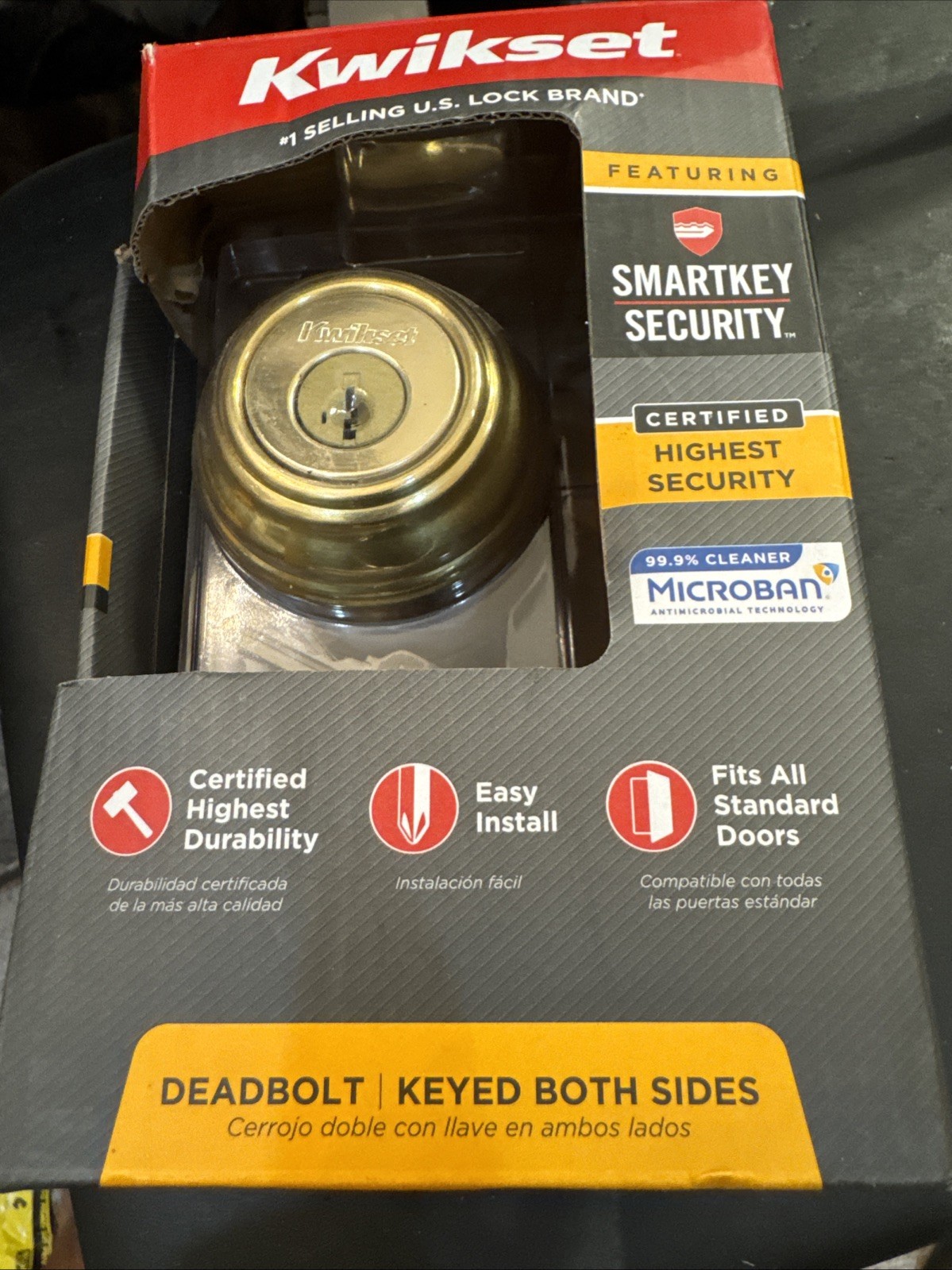 Kwikset Keyed Both Sides Polished Brass Deadbolt  Double Cylinder 985  99850-071