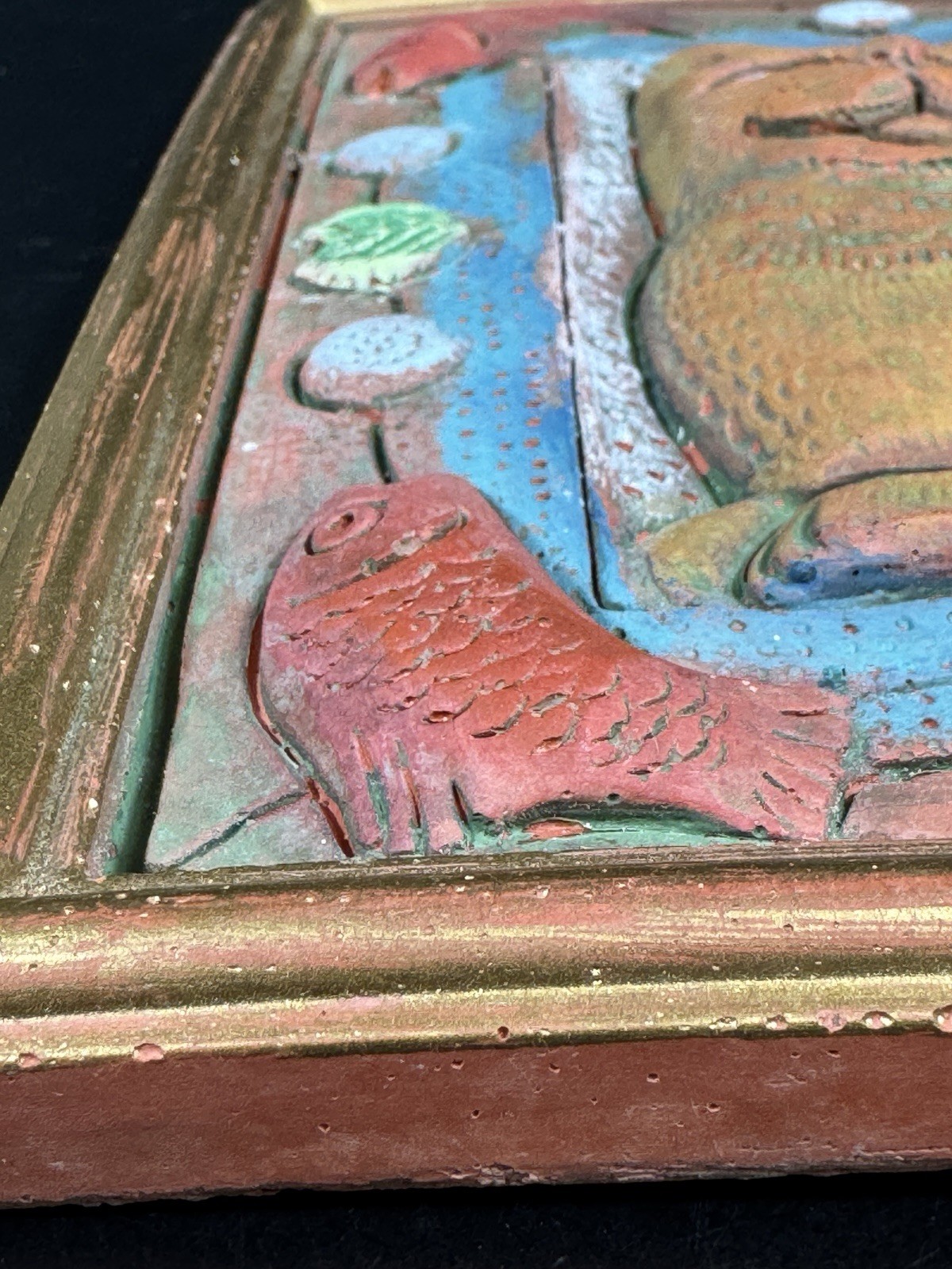 Vintage Cat Tile 3-D Art Atomic Mod Stamped By Maker Must See