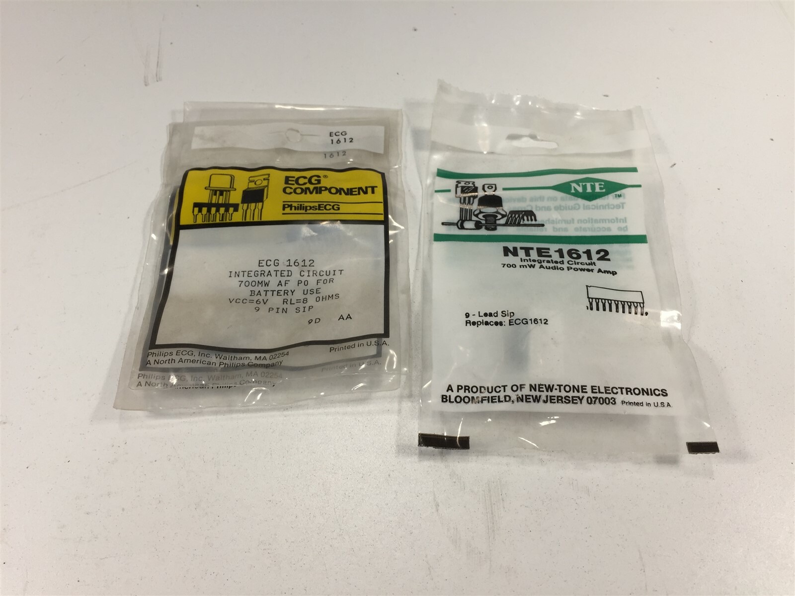 (3) NTE/ECG NTE1612 Integrated Circuit AF PO, 0.7W for Battery Use - Lot of 3