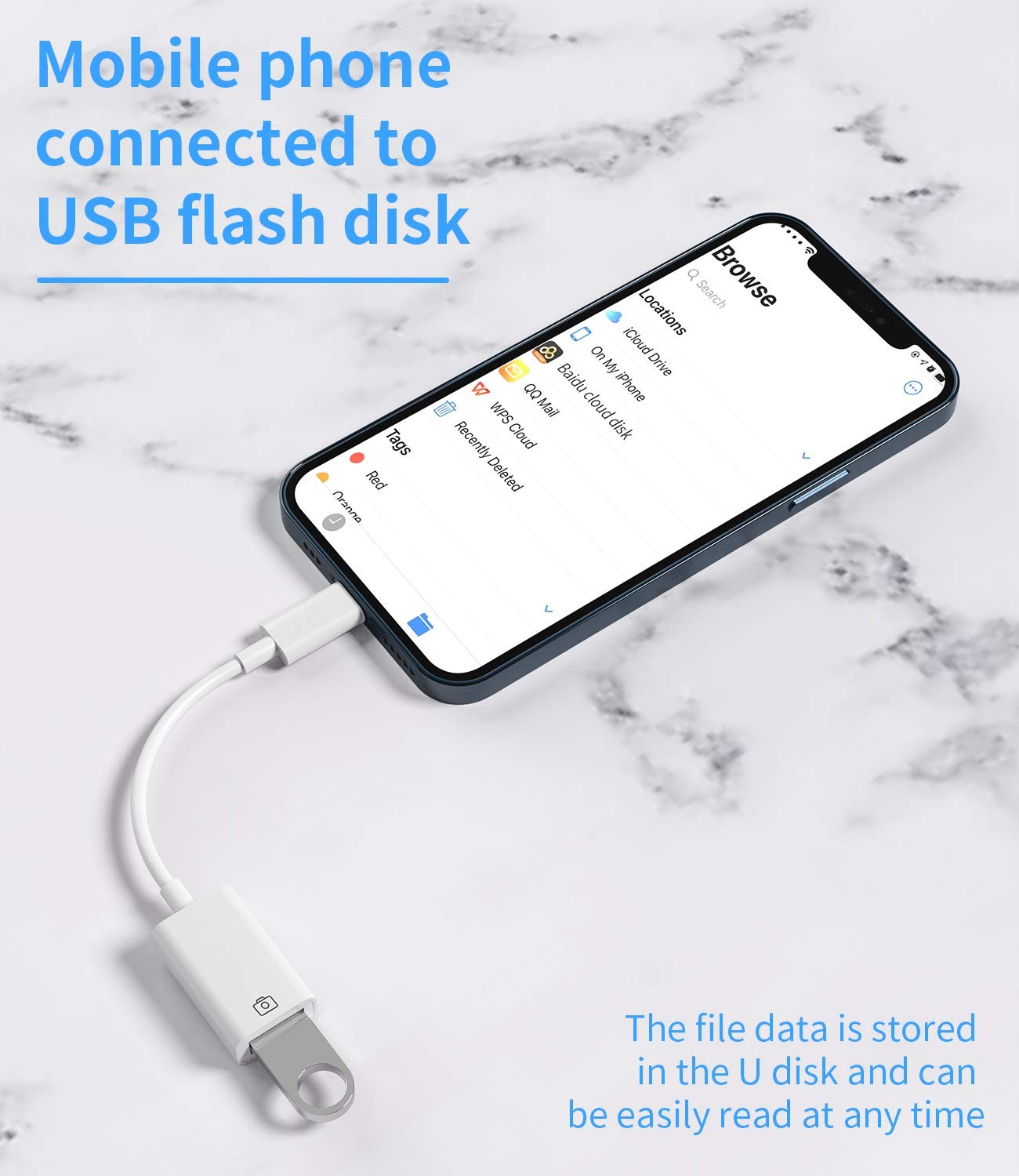 USB Female OTG Adapter IOS Compatible for iPhone iPad Lightning USB Data Reader