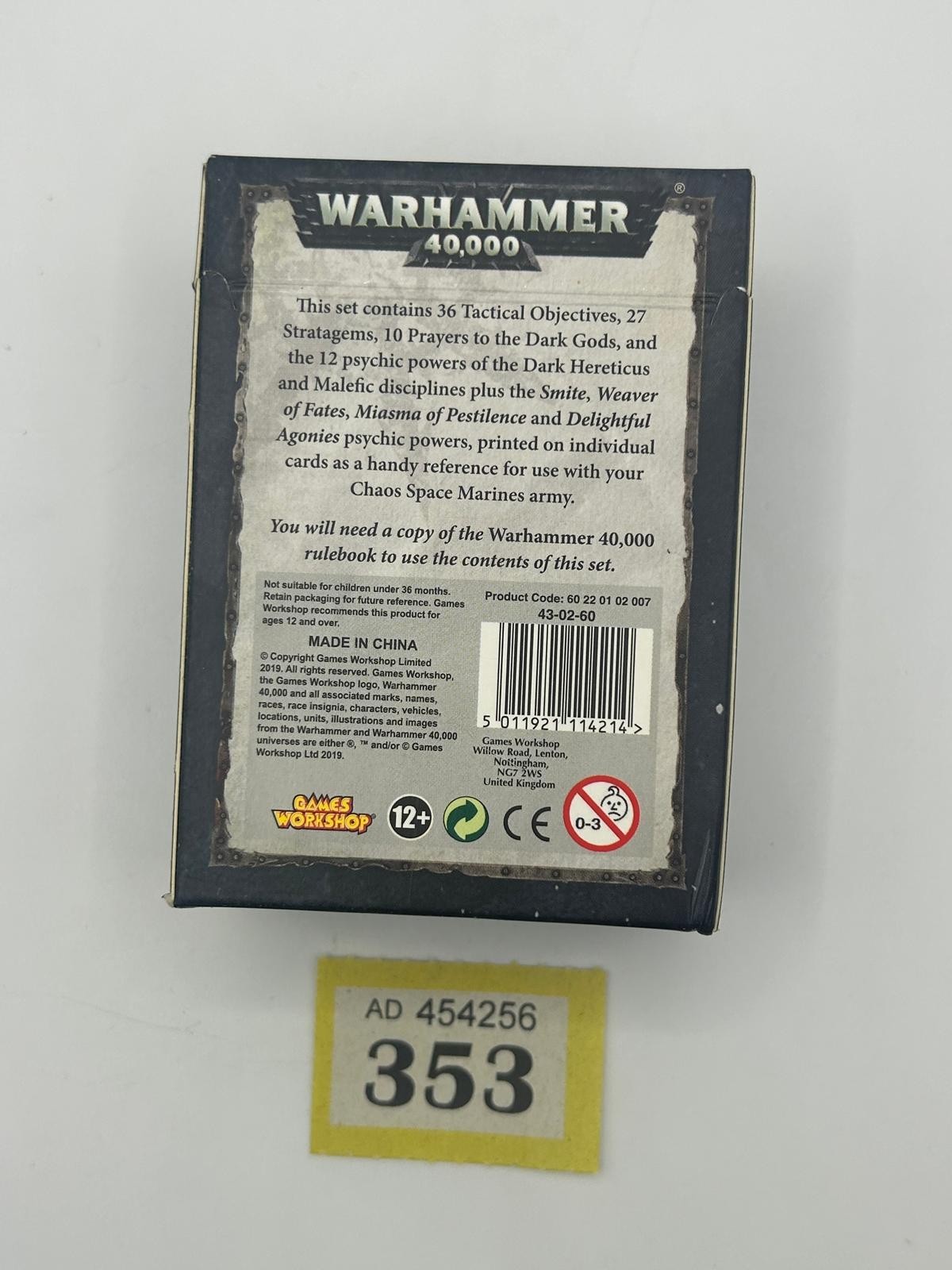 Warhammer 40,000 Datacards: Chaos Space Marines 2019 8th Edition Games Workshop