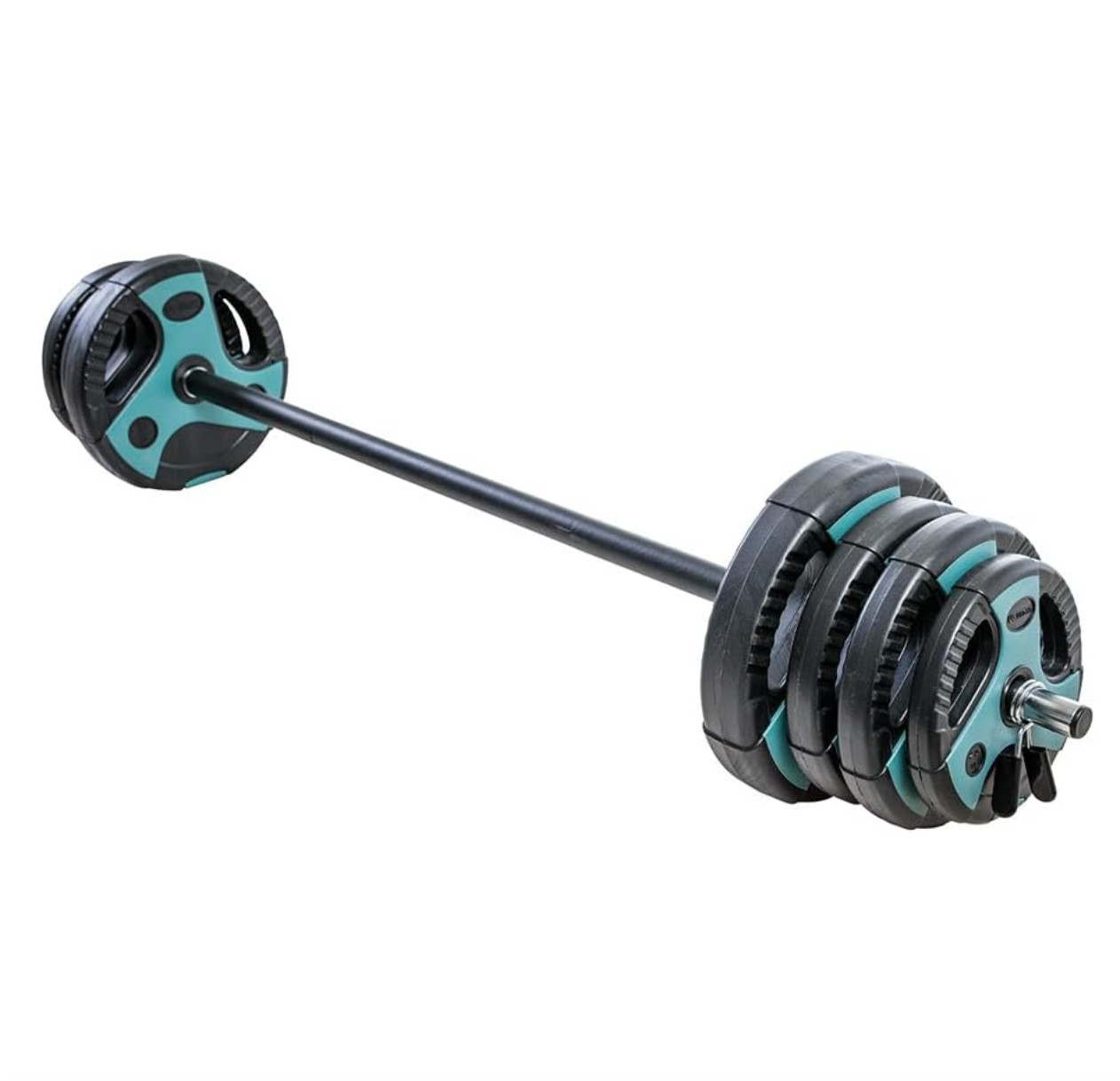 Juego de Pesas 55 Libras con Barra Padded Bar Barbell with Plates Home Gym