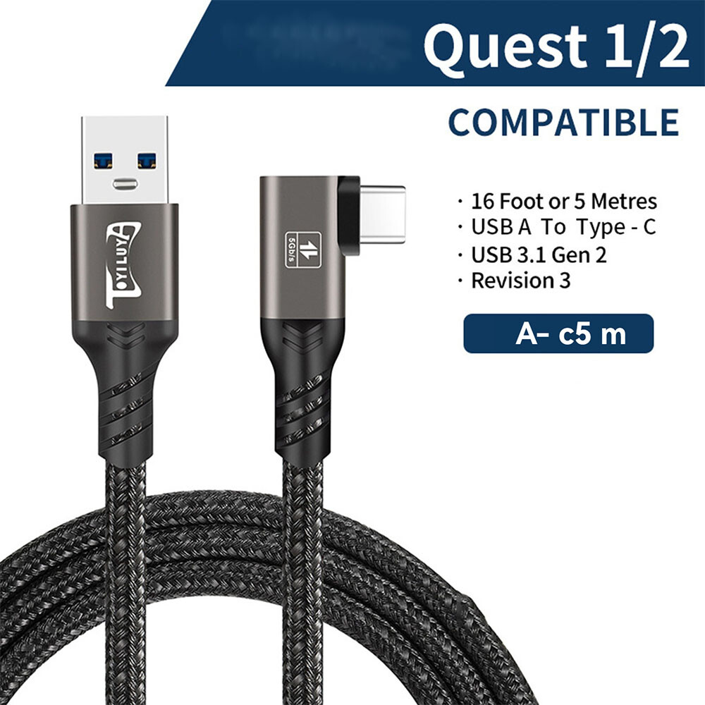 Data Cable A-C C-C 5m Streaming Charging Cable Cord for Quest 2/3 VR Link Cable