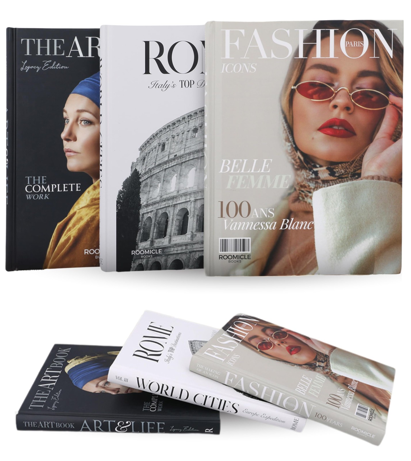 Elegant Decorative Books - Set of 3 Designer Faux/Fake Books for Decoration -...