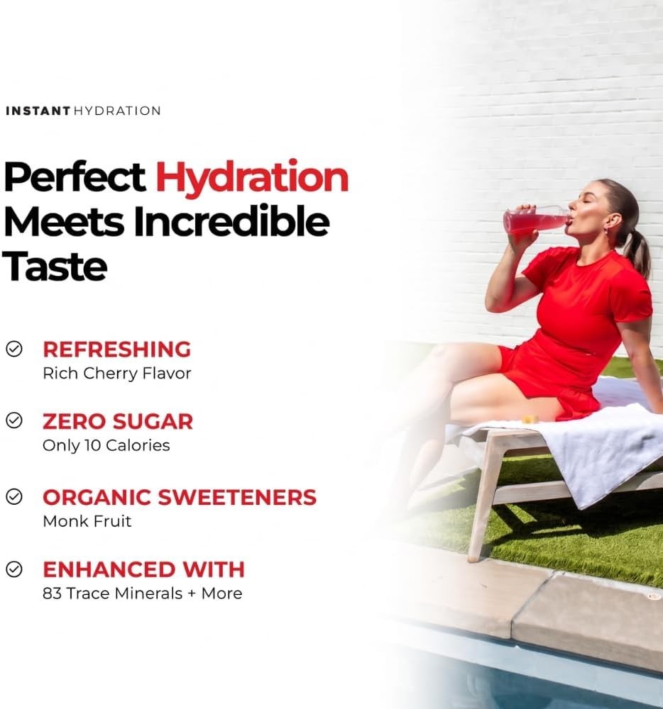 Instant Hydration Sugar Free Electrolytes Packets Cherry Limeade 20 STICKS