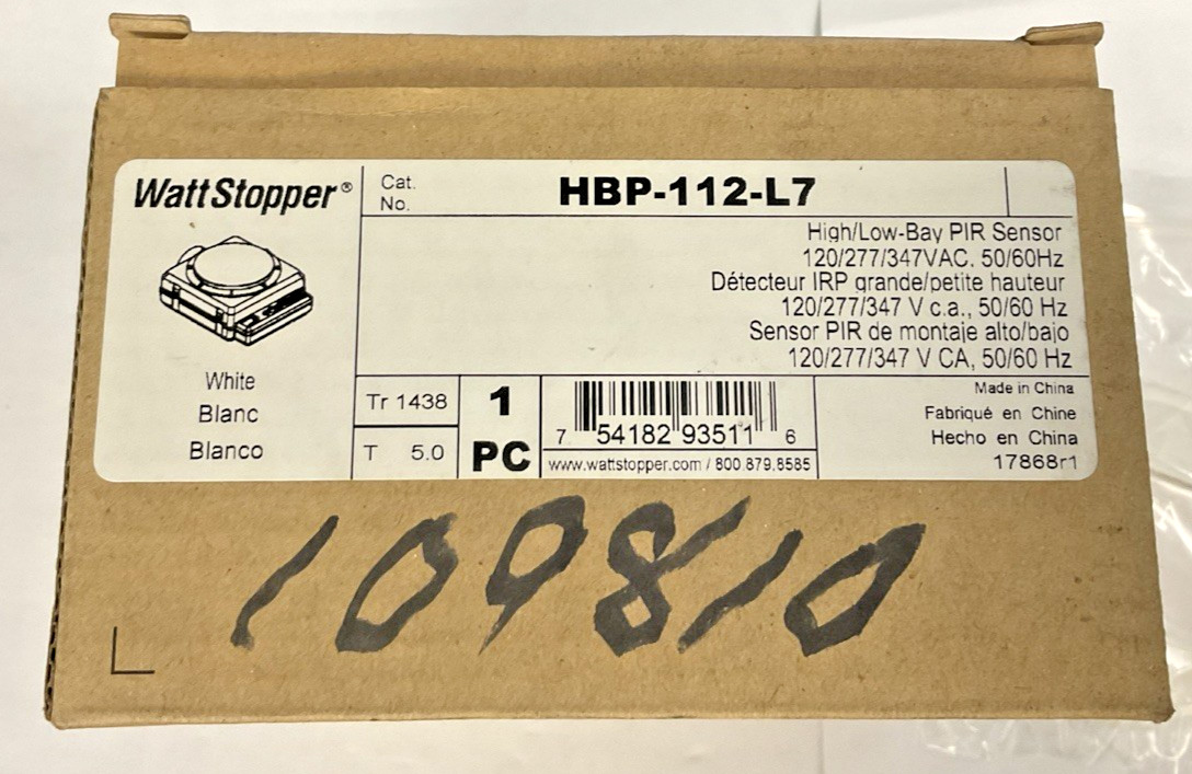 WATT STOPPER HBP-112-L7 HIGH/LOW PIR SENSOR 347VAC 50/60HZ