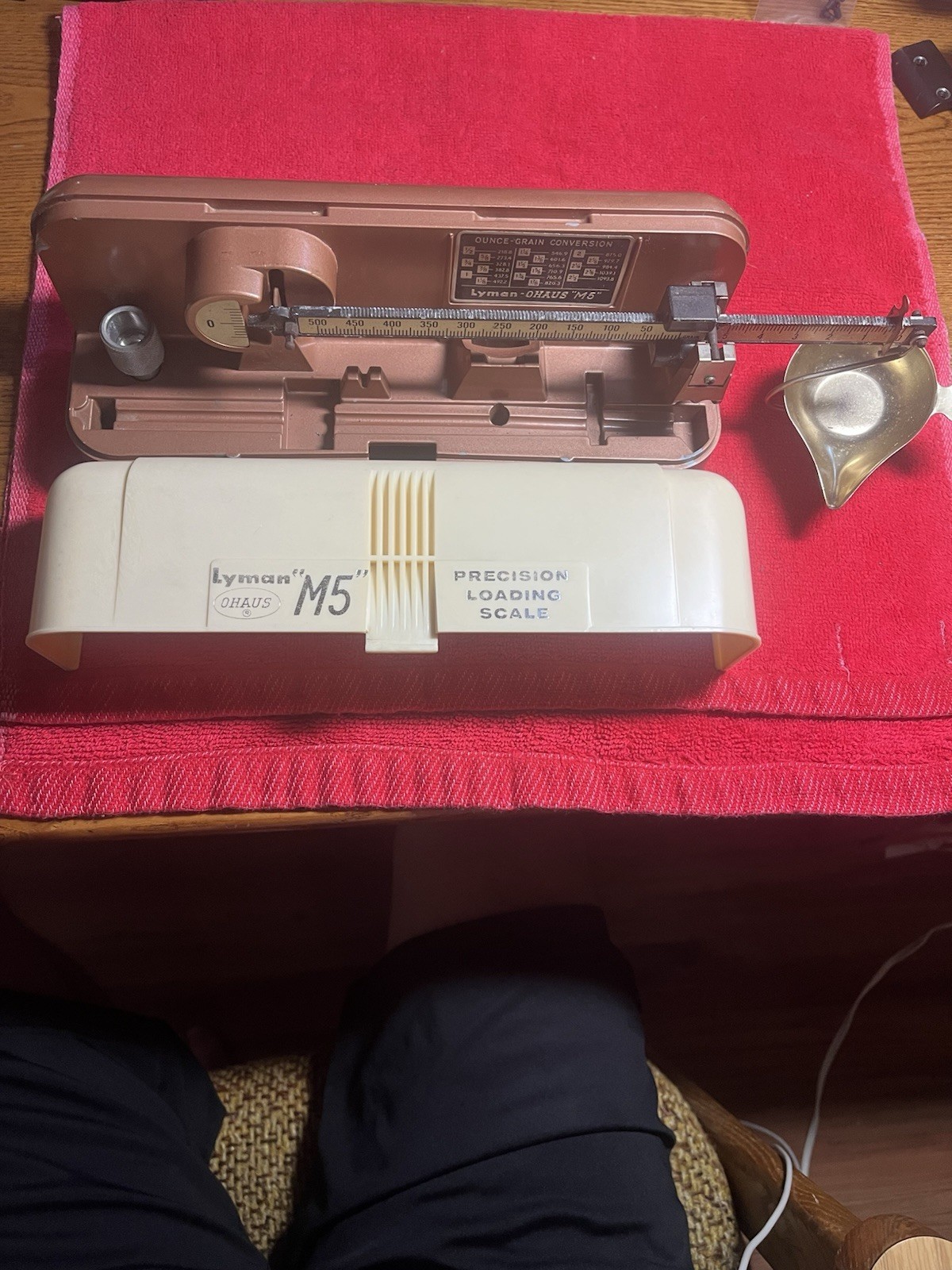 Vintage Lyman Ohaus M5 Precision Loading Scale Balance Beam Powder Complete