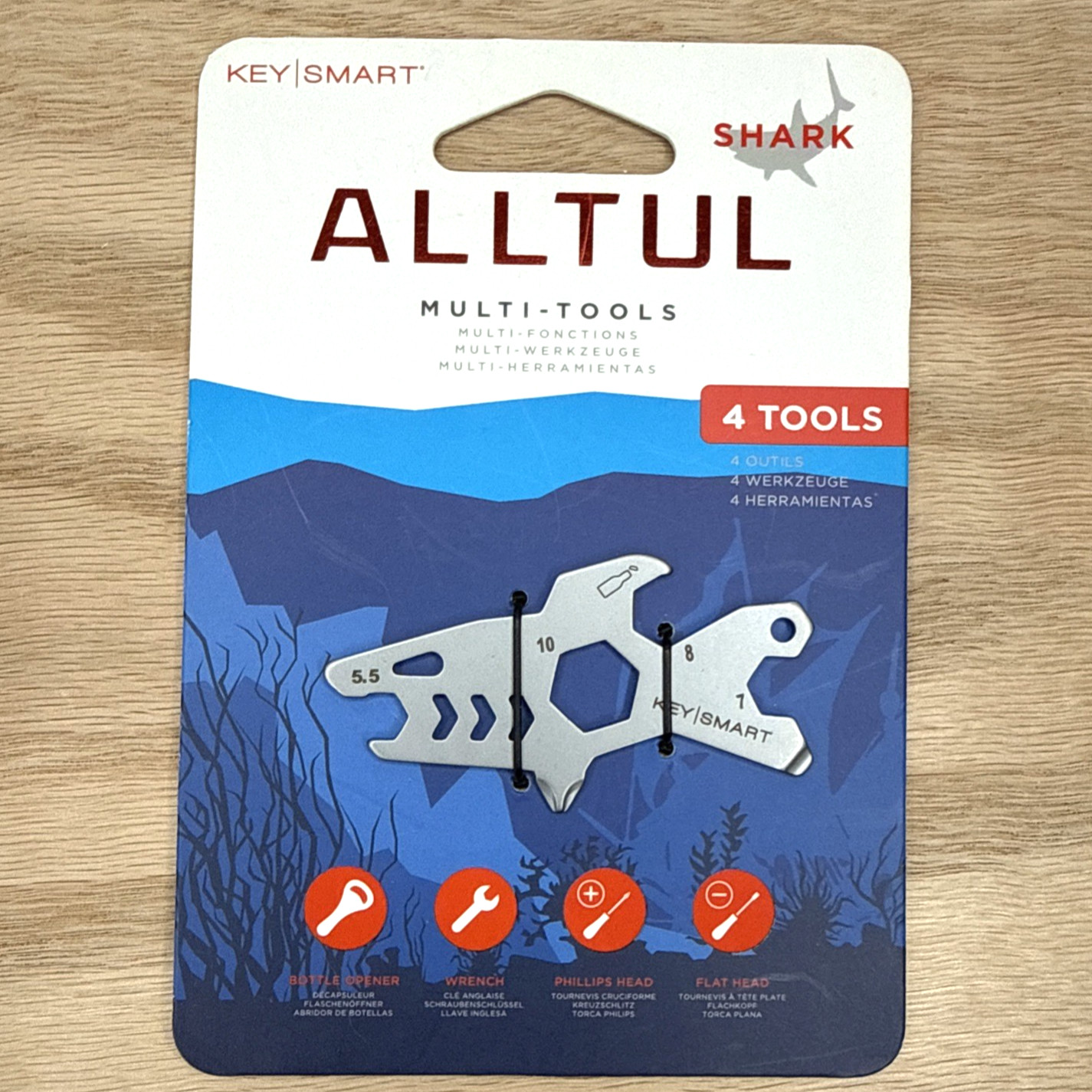 KeySmart AllTul Shark Multi-tool for Keyring or Wallet - Stainless Steel (NEW)