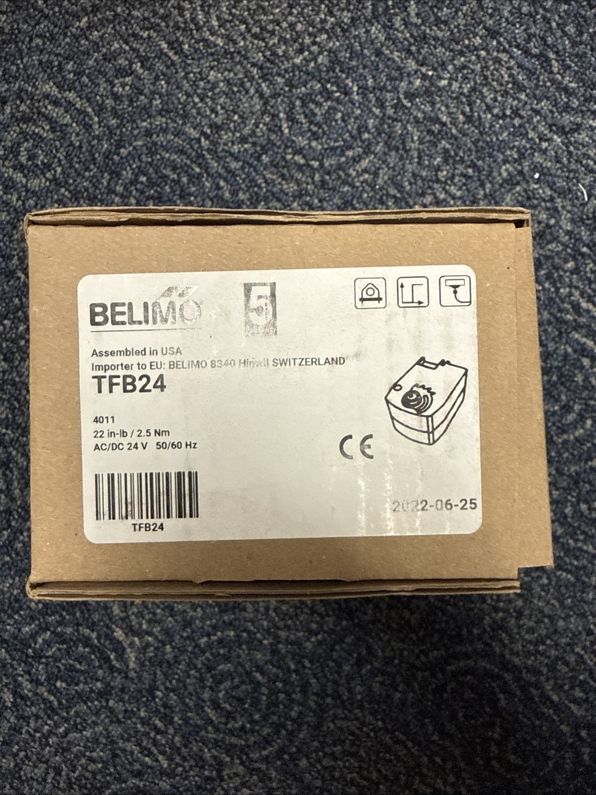Belimo TFB24 Spring-Return Damper Actuator 22 In-lb, 24V