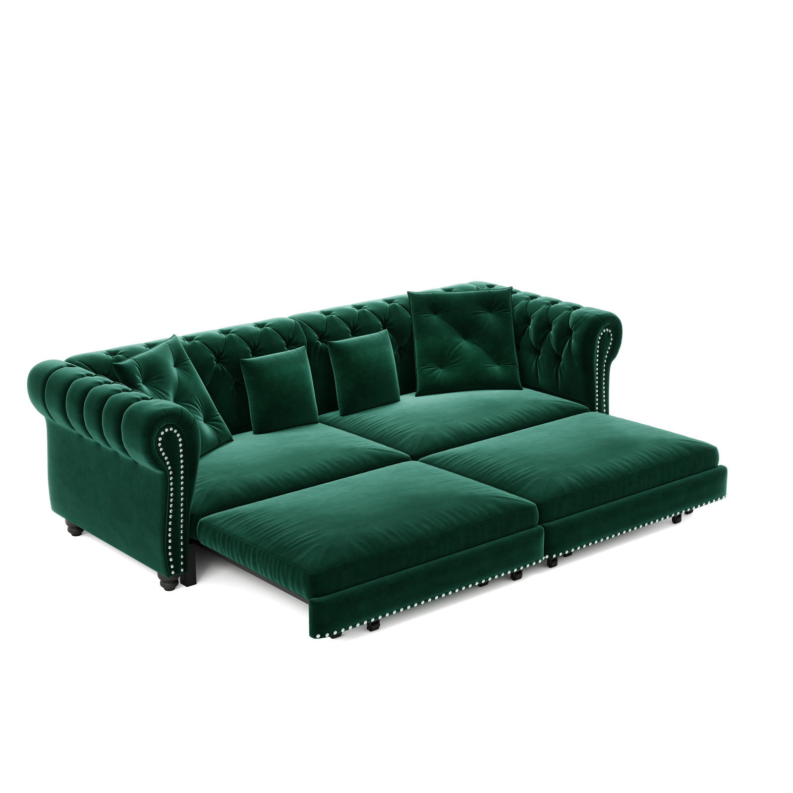 Chesterfield Sofa, 89 " W 3-in-1 Pull-Out Sofa Bed, Convertible Sleeper Sofa Bed