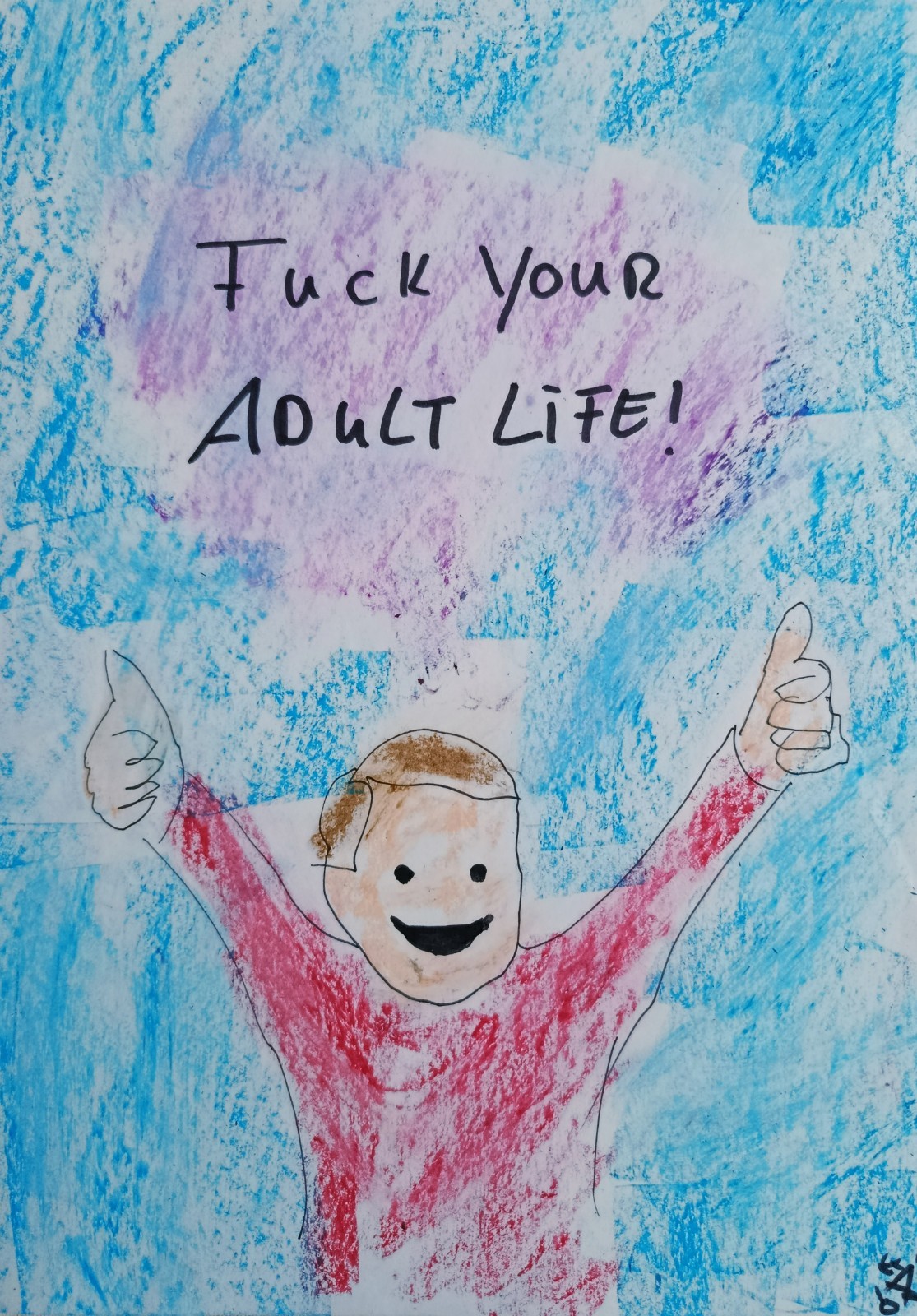 Meme Art - Decoration Humour Art - Oil Chalk Acrylic - A4 Wall Decor Picture