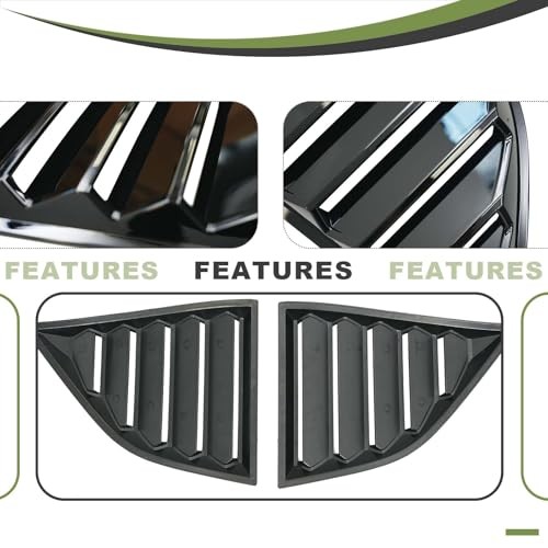 Classic Quarter Window Louvers Compatible with Side Window Louvers Gloss Black