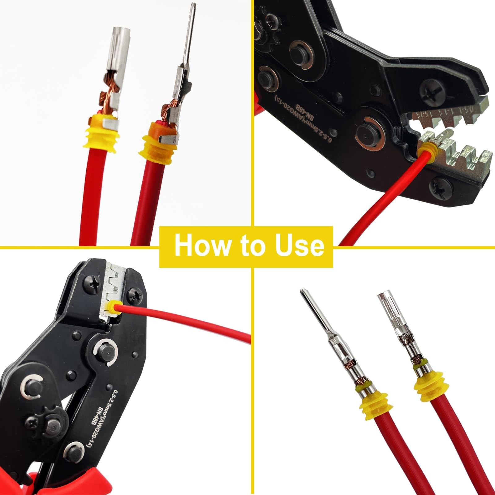 Twippo Crimping Tool with Ratchet, Ratcheting Wire Crimper for Open Red