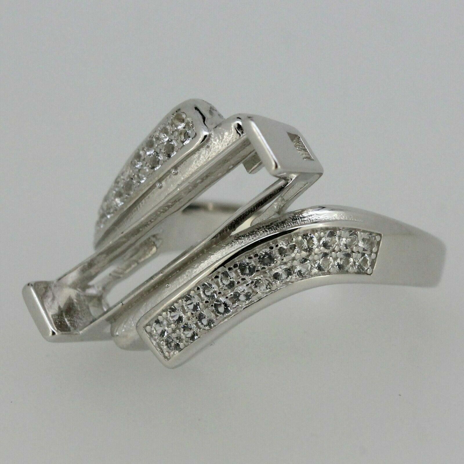 Sterling Silver Semi Mount Ring Setting Long Emerald OCT 18x4mm White Topaz