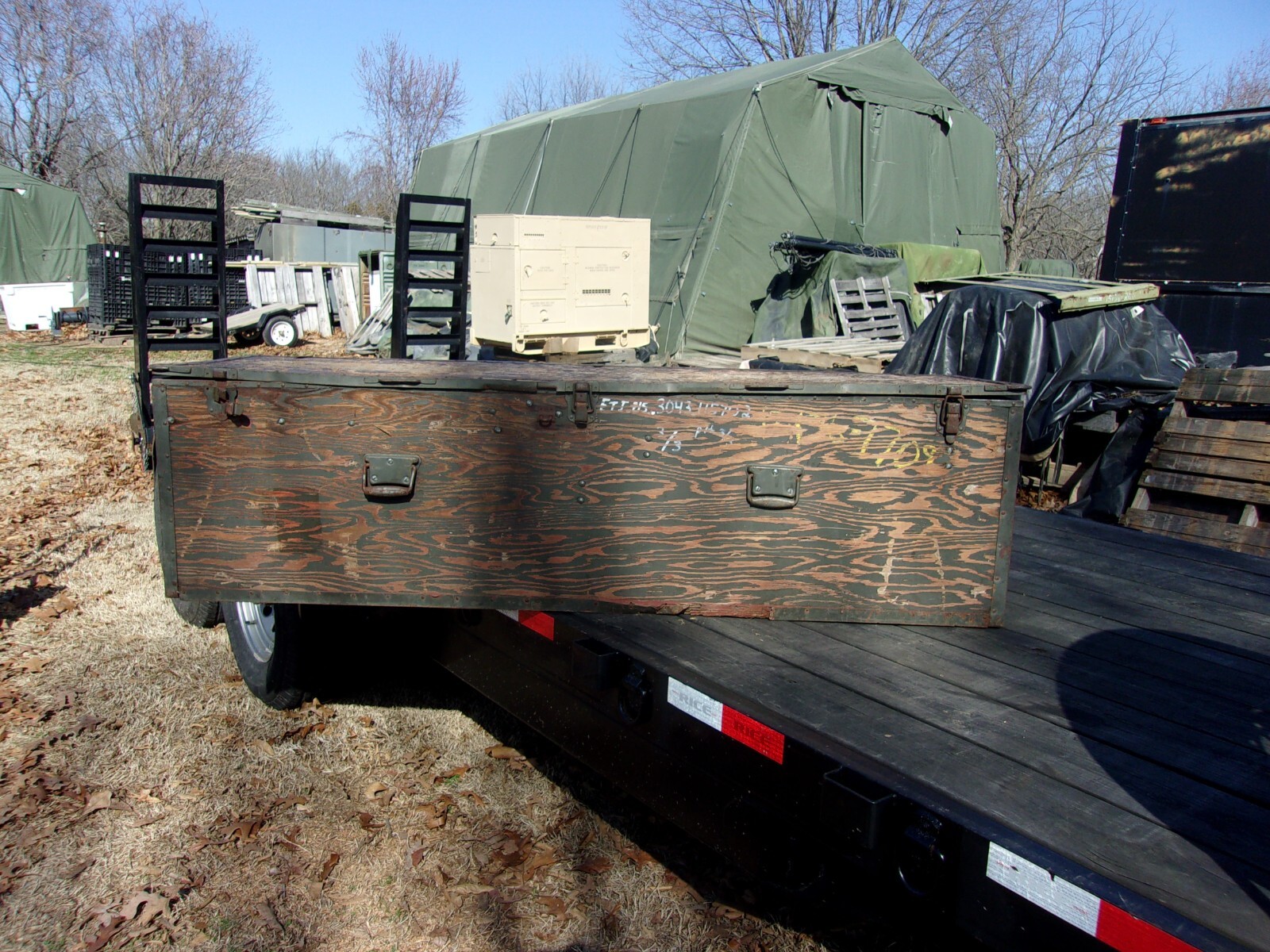 MILITARY SURPLUS WOOD STORAGE CONTAINER CASE JOB TOOL BOX 73x20x20   US ARMY