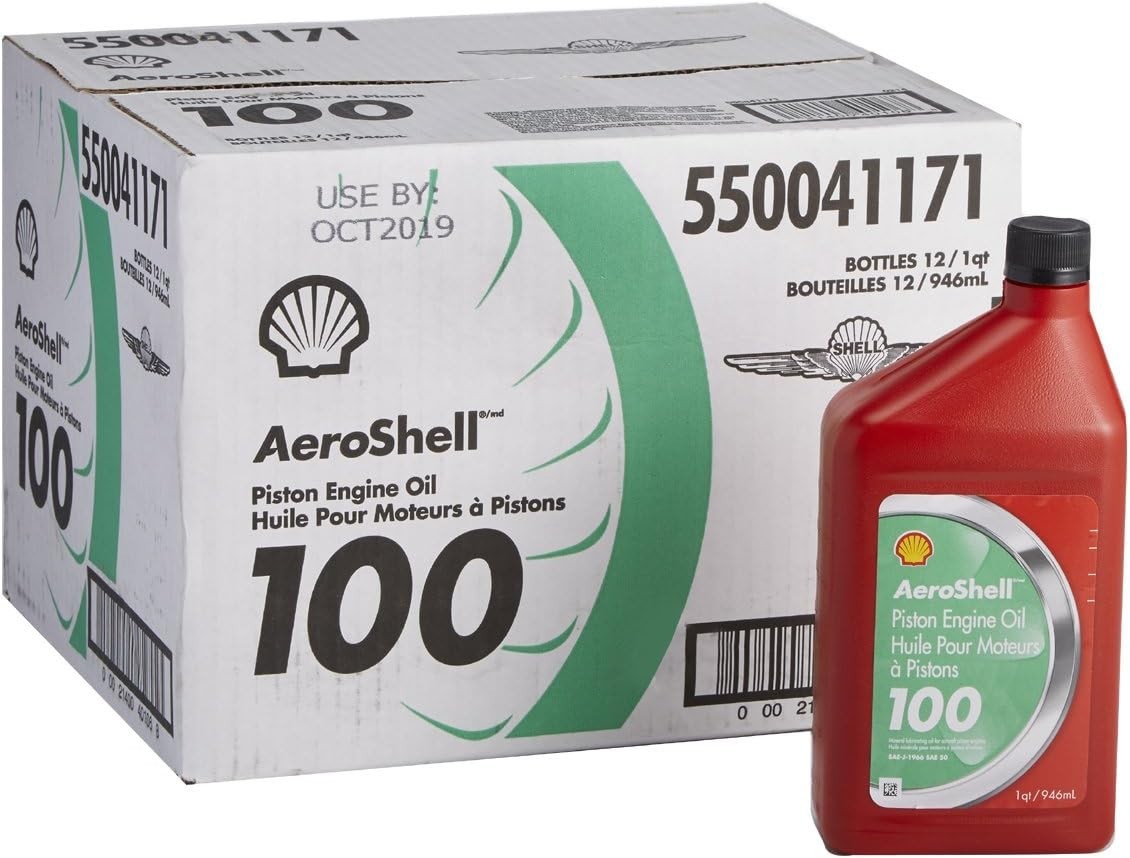 AeroShell Oil 100; SAE 50 Straight Mineral Oil; Case of 12 - 1 Quart Bottles