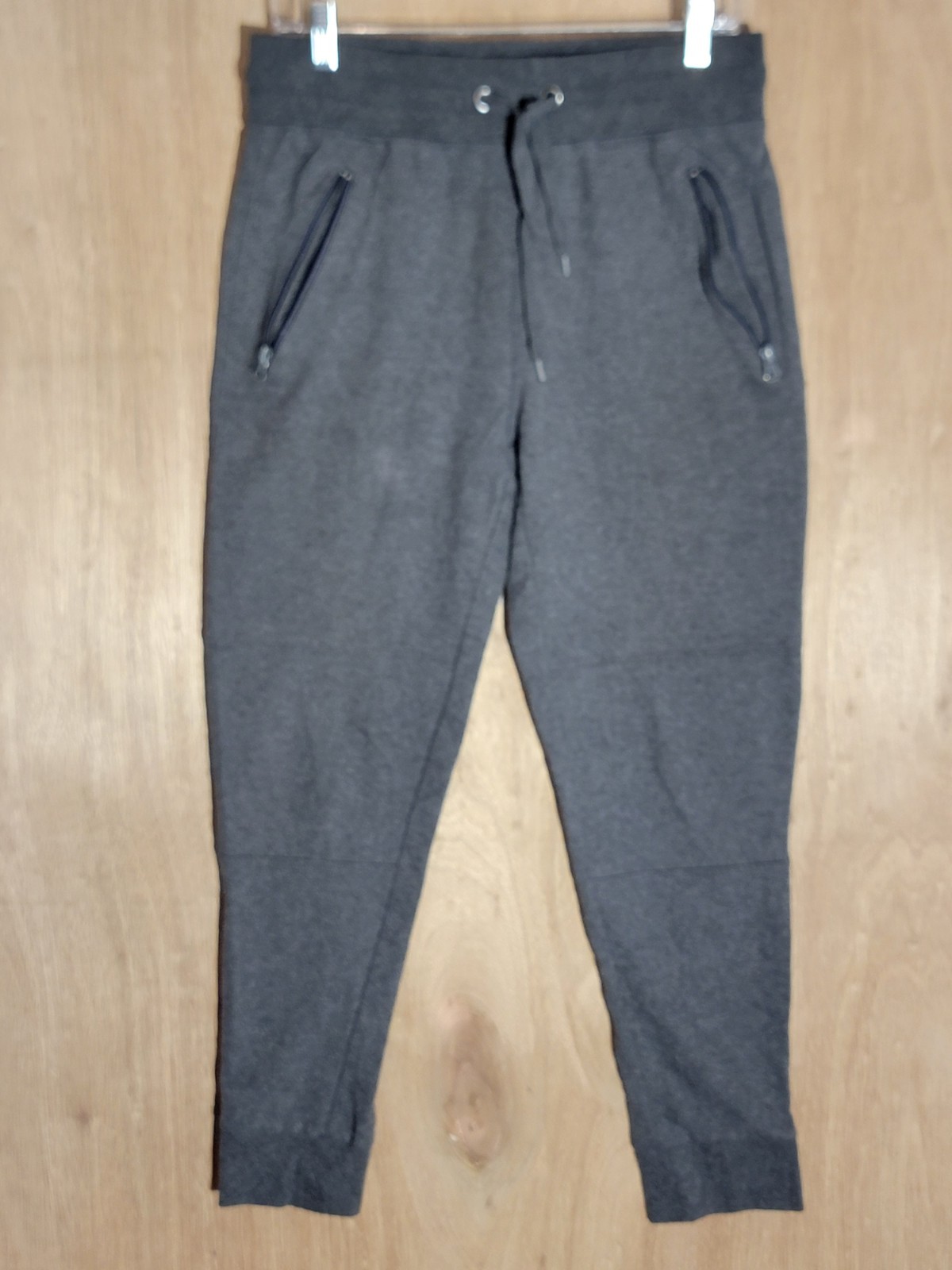 AgCotton Men’s Gray Jogger Sweatpants Size L Drawstring Waist Zip Pockets Cotton