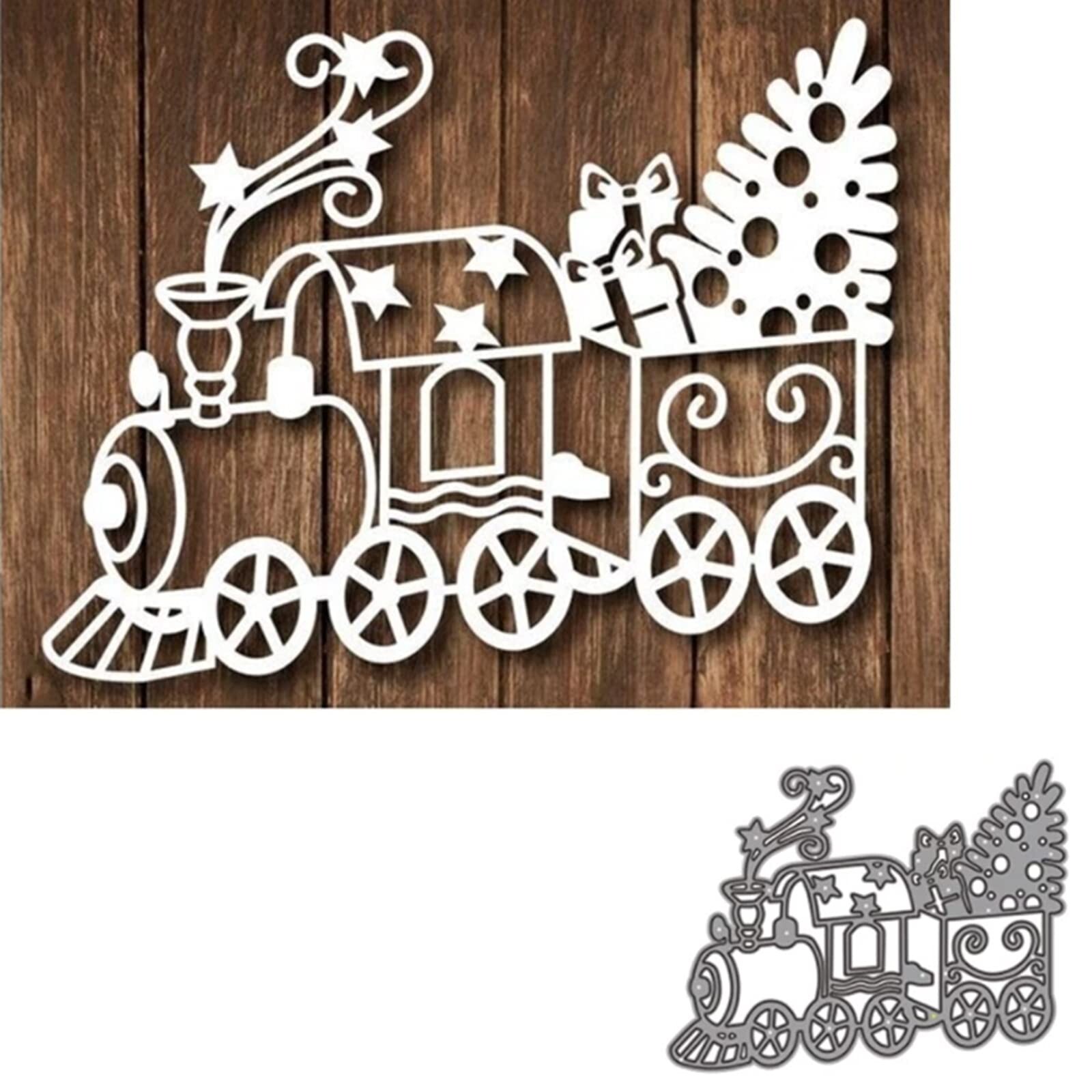 Christmas Gift Car Metal Die Cuts, Christmas Train Gift Stencils DIY Crafts C...