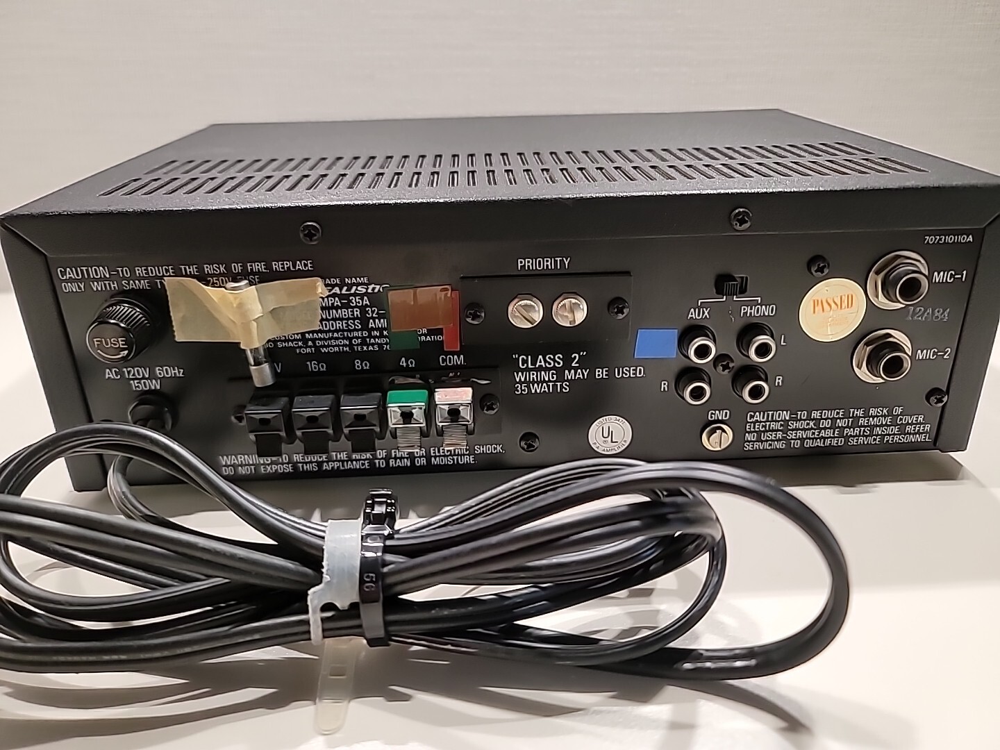 Vintage Realistic MPA-35A 35 Watt Amp Solid State Amplifier RCA Stereo Wired