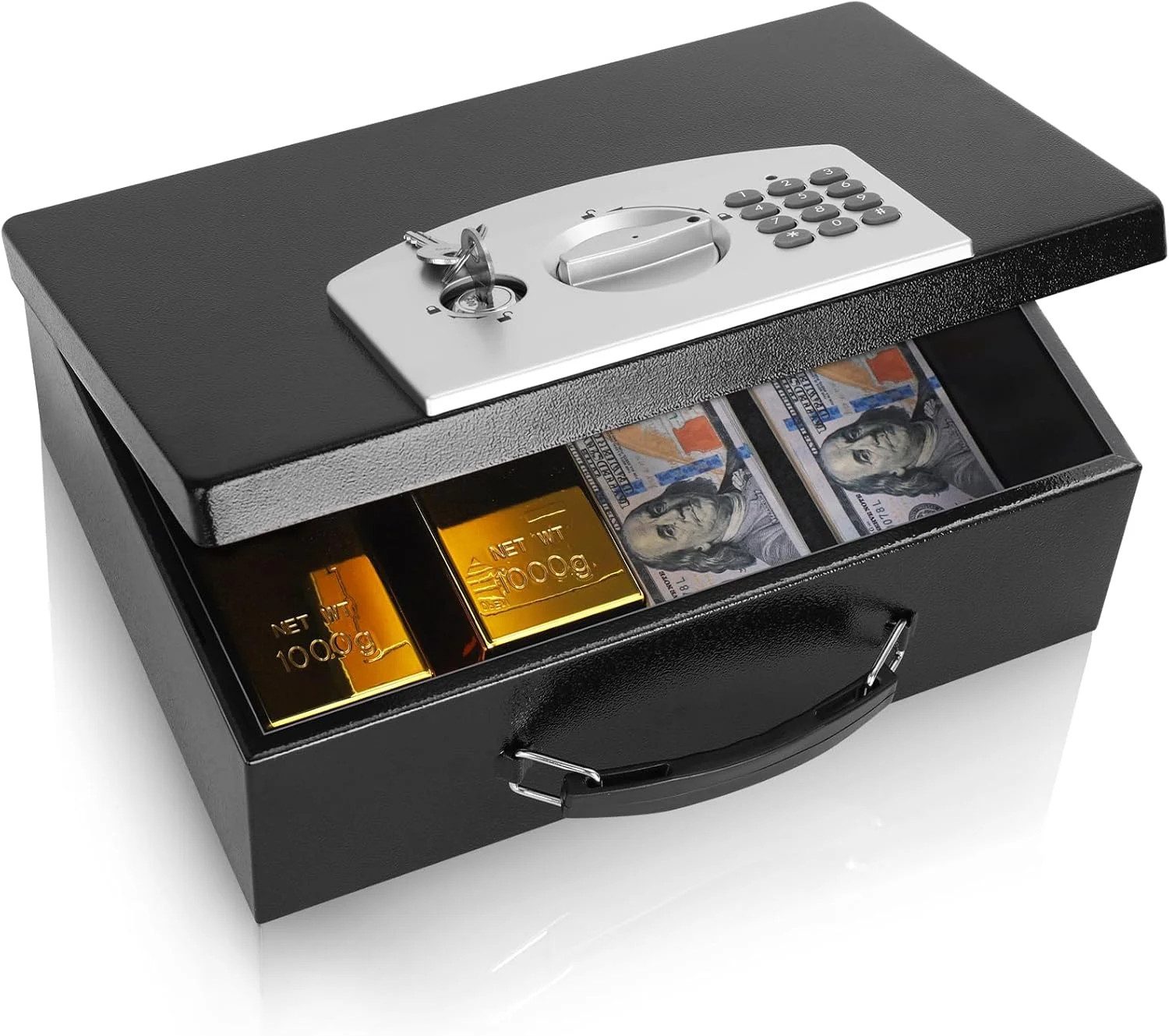 Dalmbox Portable Metal Safe Box with Digital Code Lock,Fire Resistant Storage fo