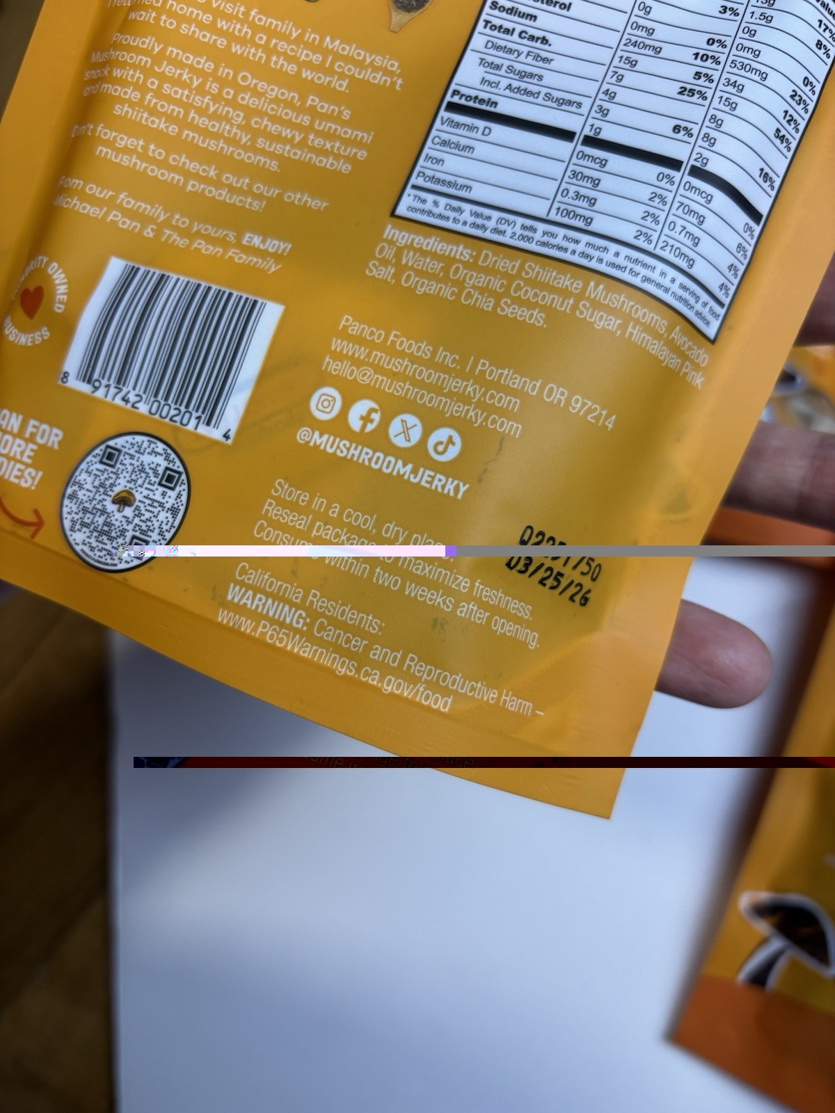 Pan's Mushroom Jerky, Original 4 Packs