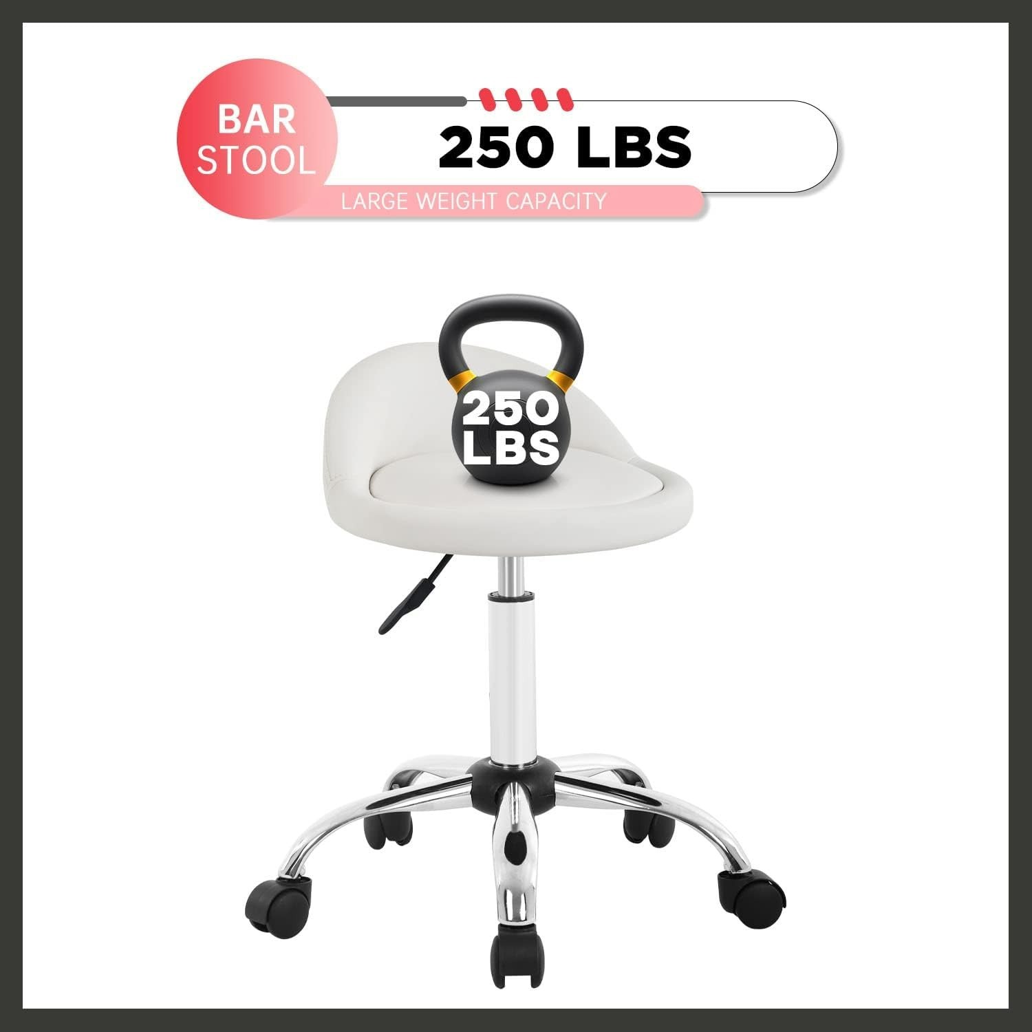 Height Adjustable Rolling Stool Swivel Pedicure Stool Adjustable Drafting Salon