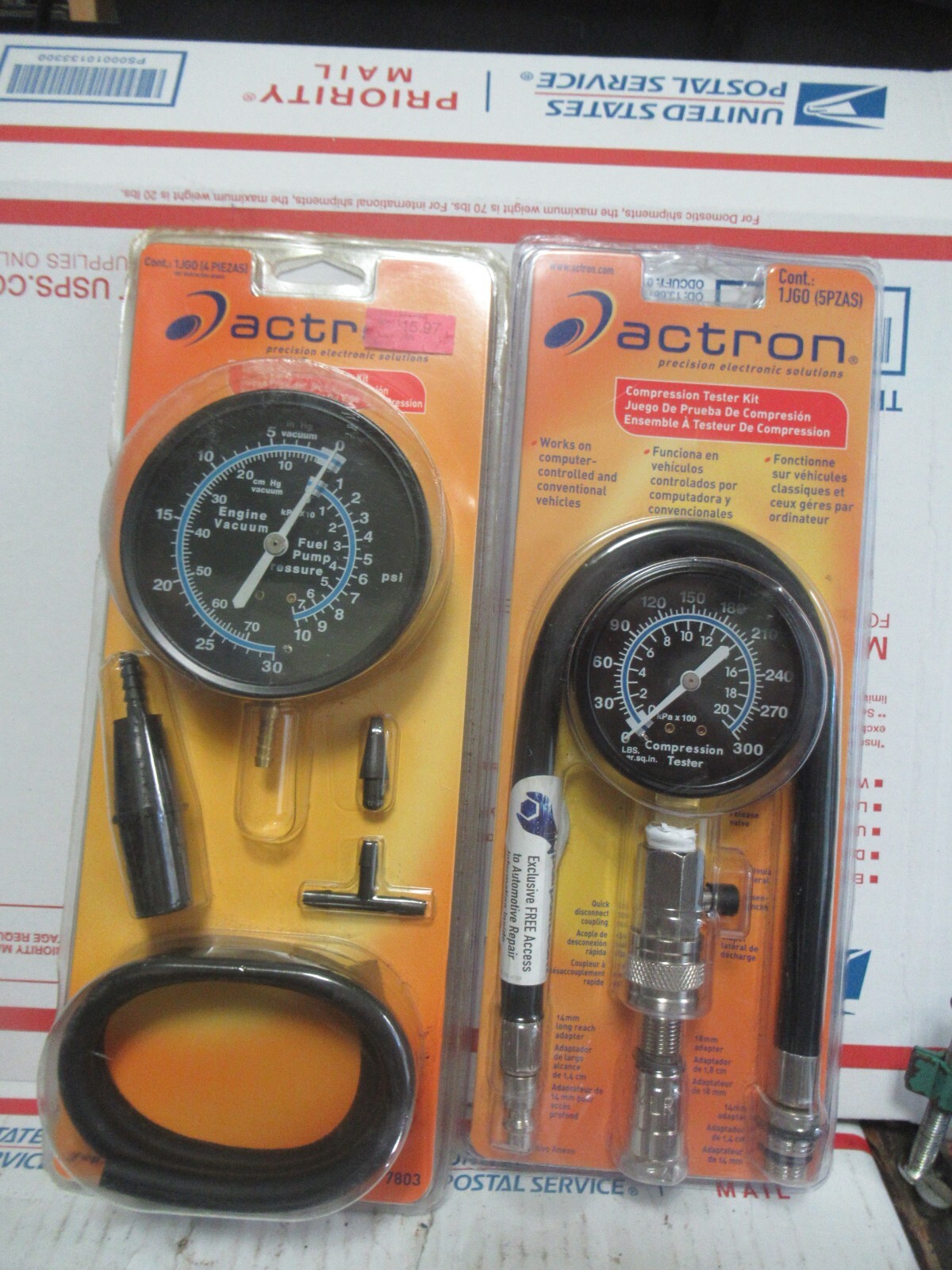 New Actron Compression Tester Kit # CP7827 & VACUUM & PRESSURE TESTER KIT CP7803