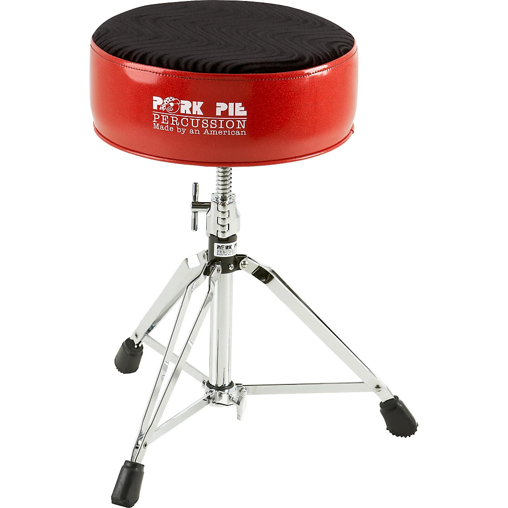 Pork Pie Round Drum Throne Red with Black Swirl Top