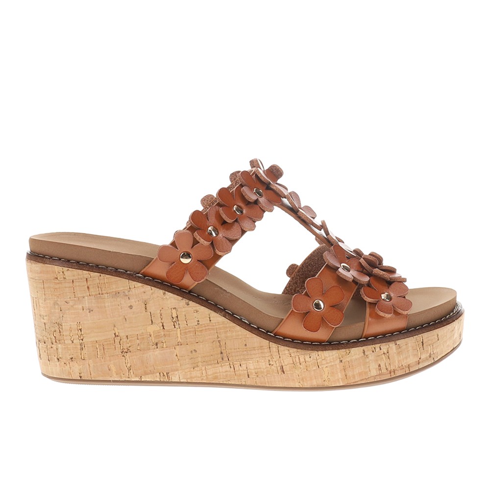 Corkys Mic Drop Floral Wedge  Womens Brown Casual Sandals 41-0531-COGN