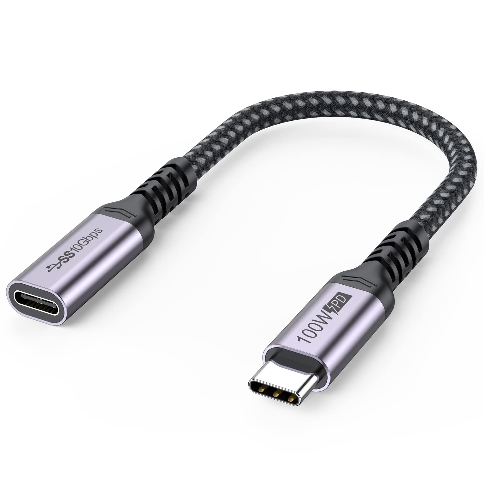 USB C Extension Cable 6 inch Short, Full-Function Extender USB 3.2 Gen 2 Type C