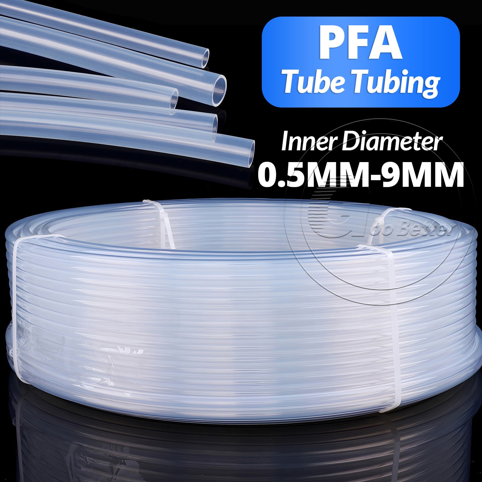 PFA Tube Tubing Pipe OD 1.57-10 mm × ID 0.5-9 mm High Heat Resist Translucent