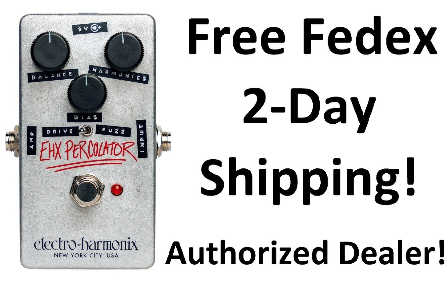 New Electro-Harmonix EHX Percolator Harmonic Saturator Fuzz Guitar Effects Pedal