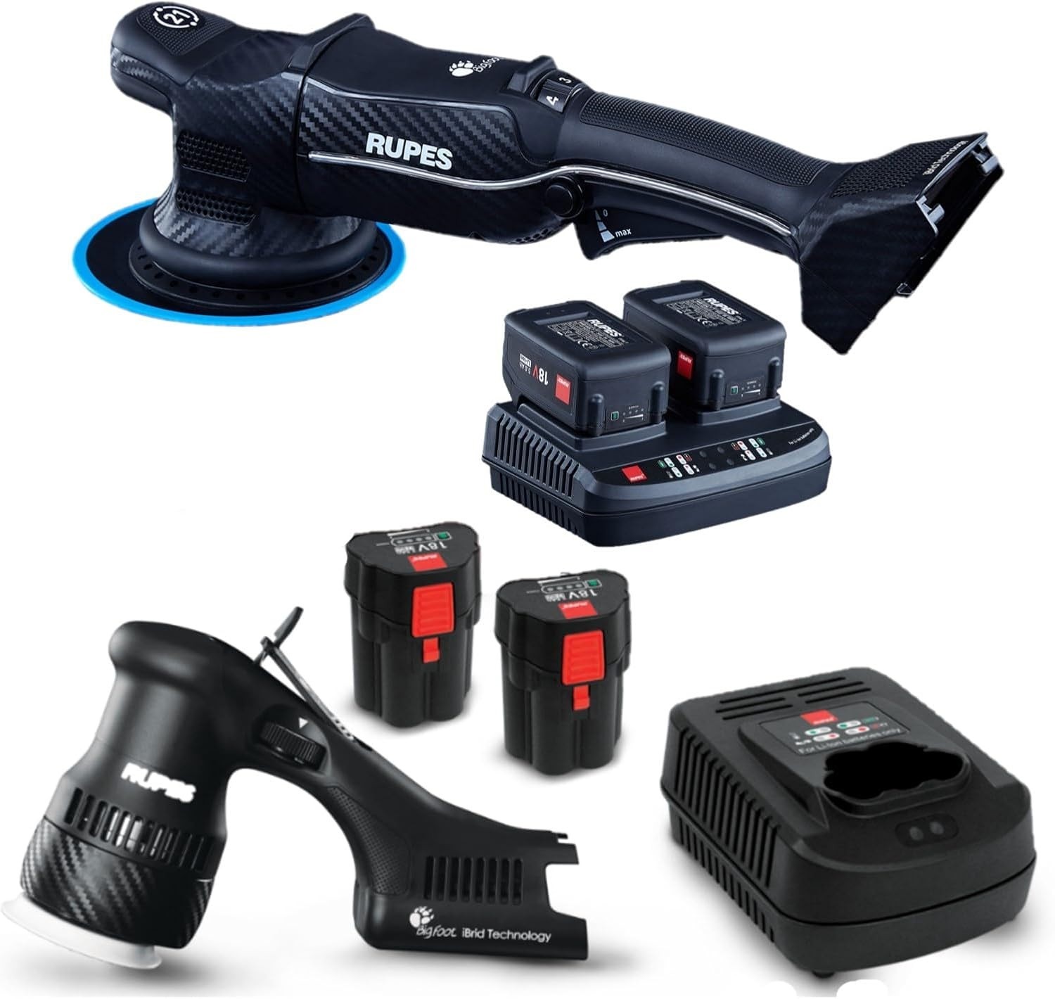 Rubes BigFoot iBrid Random Orbital Polisher & Mini iBrid Polisher Combo Bundle